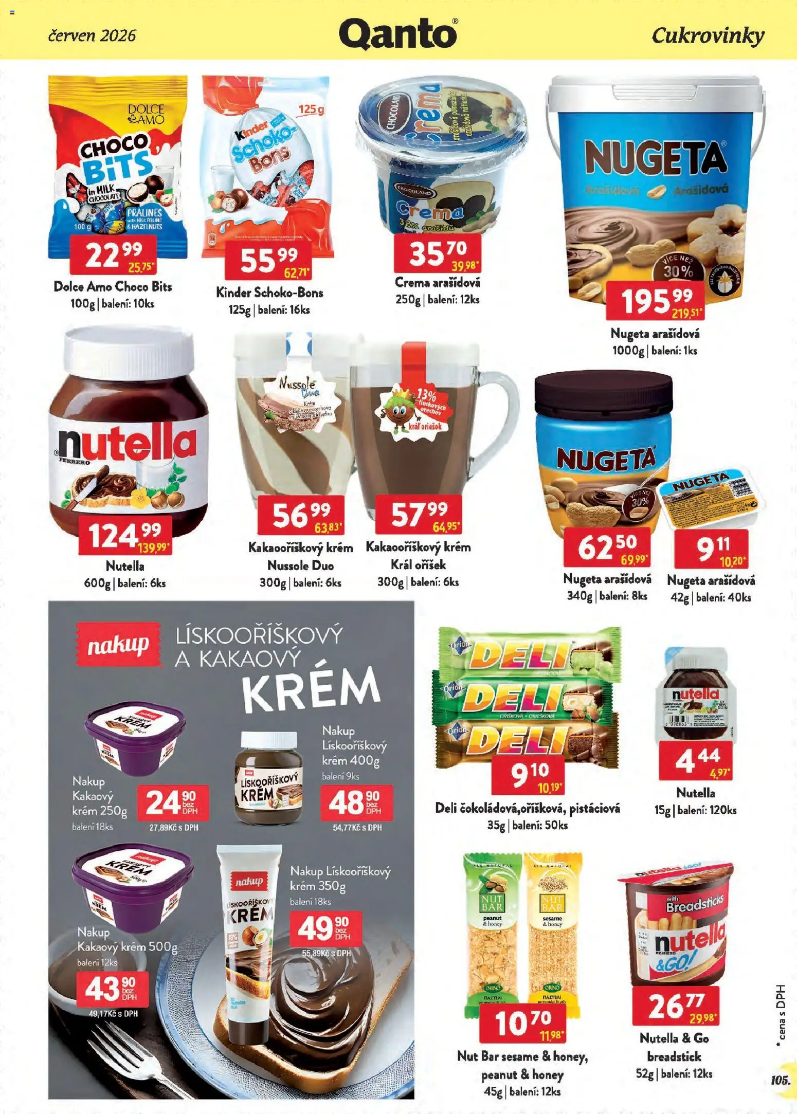 Astur & Qanto leták - Velkoobchod 06/2026 od 01.06.2026 | Strana: 105 | Produkty: Schoko Bons, Krém, Crema, Nutella
