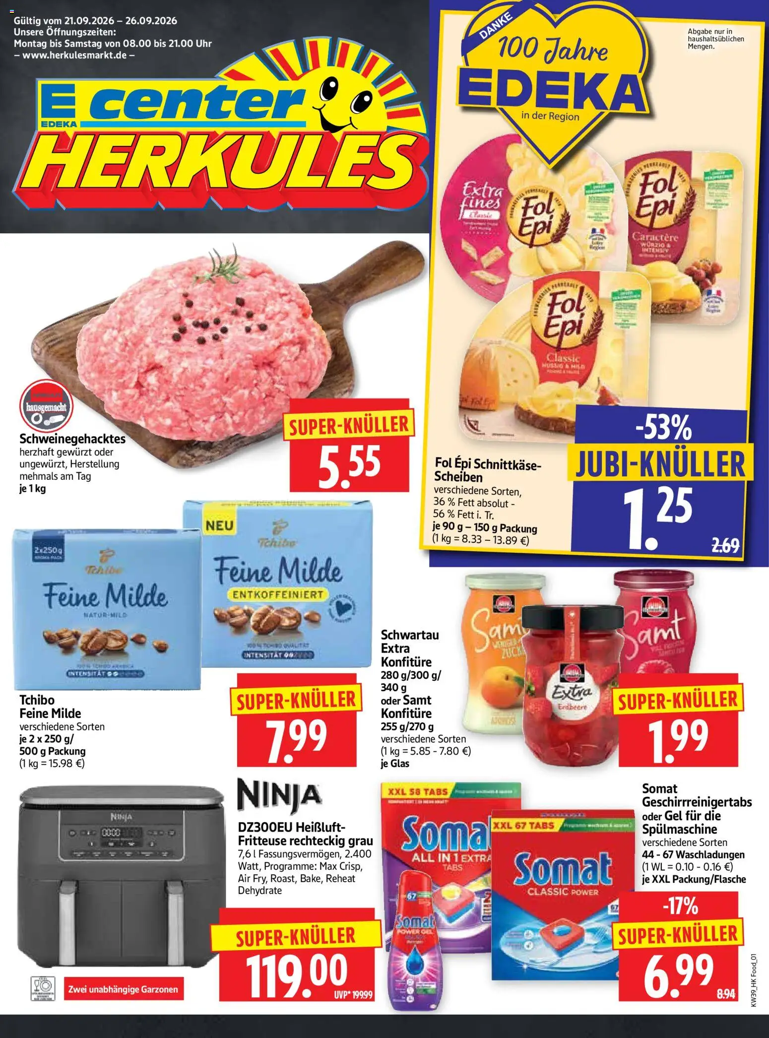 HERKULES Prospekt – gültig ab 21.09.2026 | Seite: 1 | Produkte: Schwartau samt, Fritteuse, Uhr