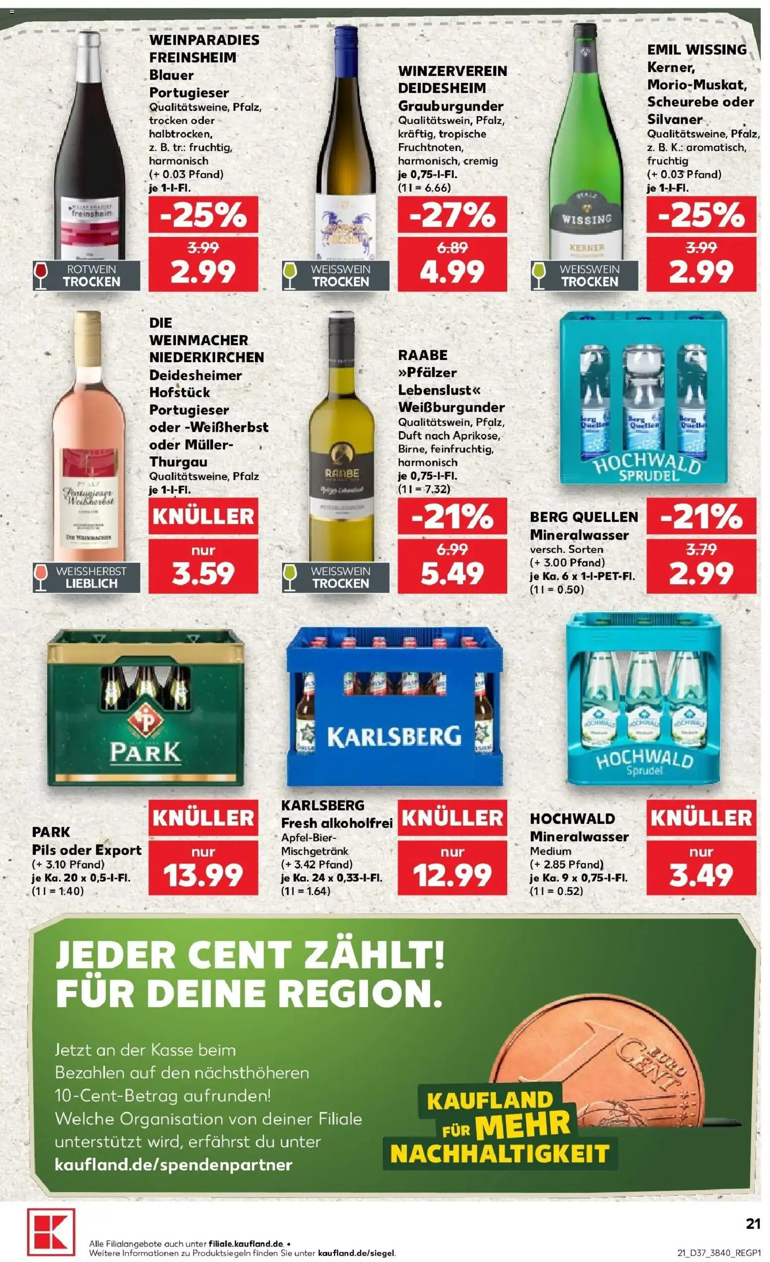 Prospekt Kaufland ab 10.09.2026 » Angebote Online zum Blättern | Seite: 21 | Produkte: Weißwein, Rotwein, Duft, Mineralwasser