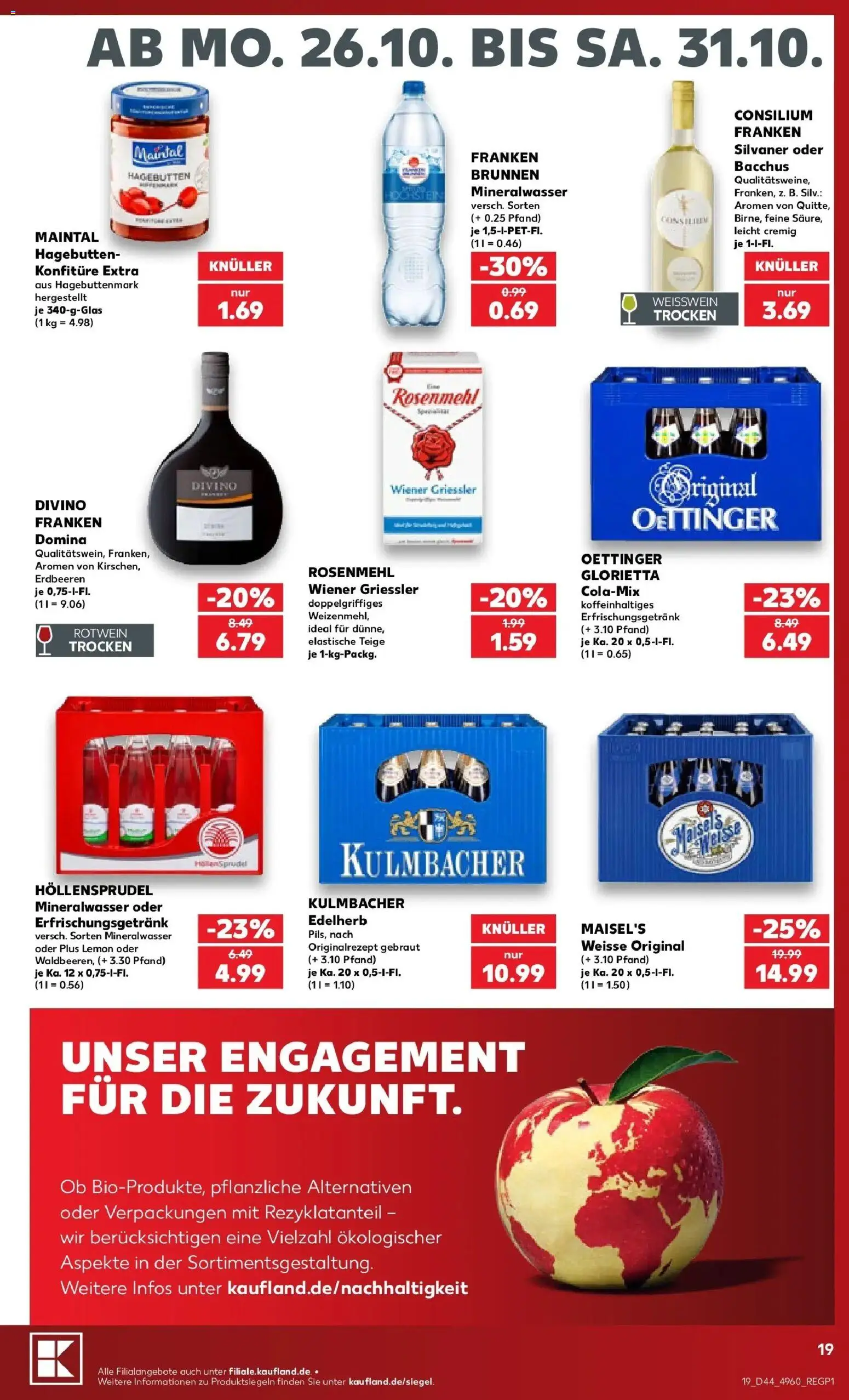 Prospekt Kaufland ab 26.10.2026 » Angebote Online zum Blättern | Seite: 23 | Produkte: Weißwein, Rotwein, Mineralwasser, Erdbeeren