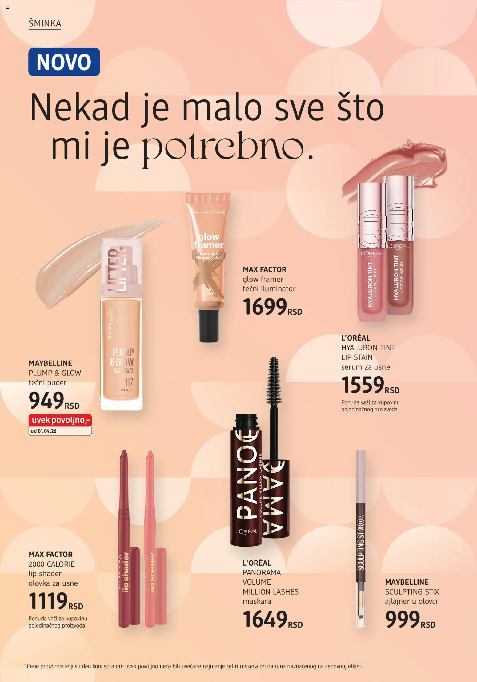 DM Drogerie katalog - važi od 01.04.2026 | Strana: 4 | Proizvode: Tečni puder, Puder, Maskara, Ajlajner