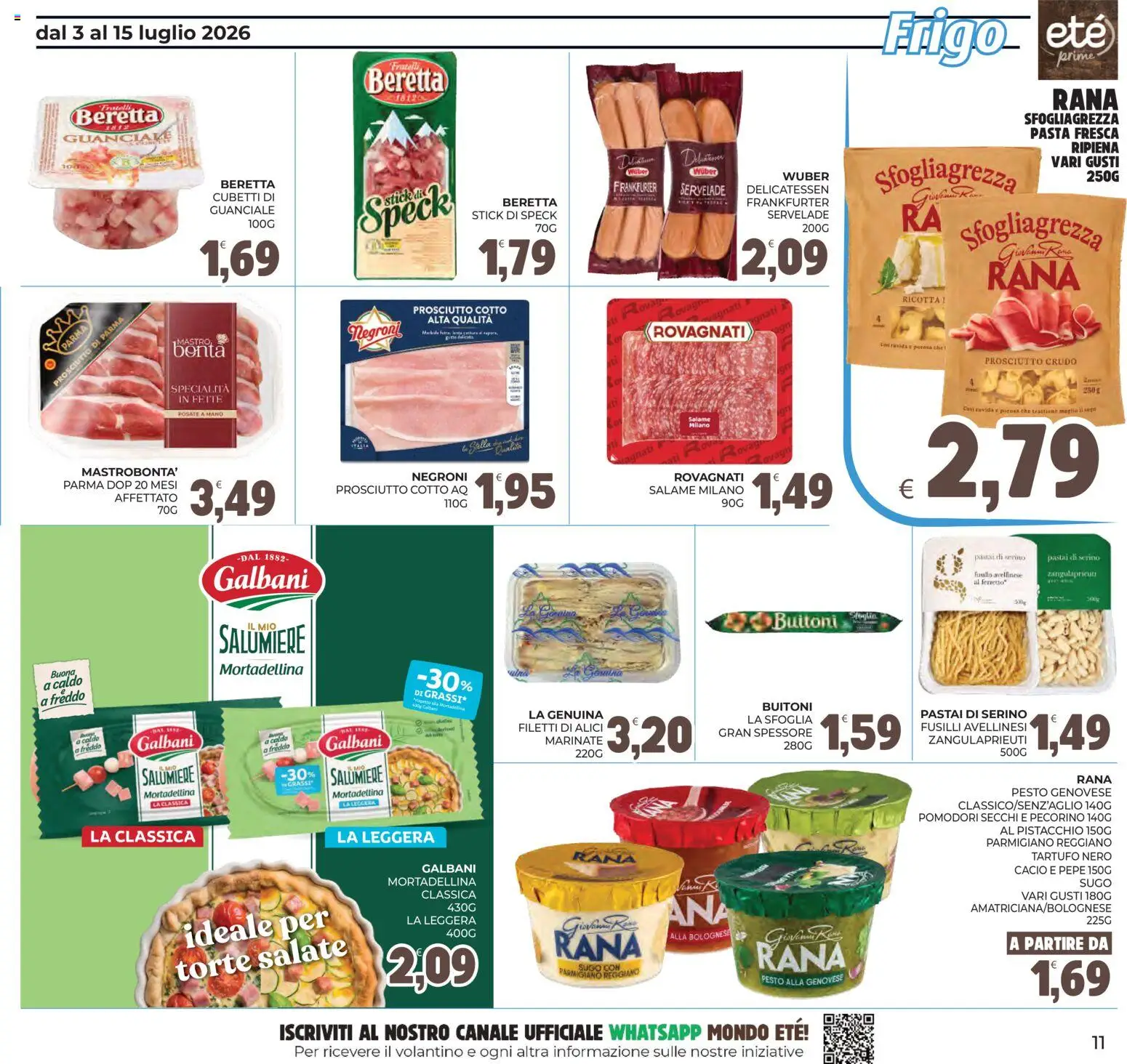 Volantino Eté del 03/07/2026 | Pagina: 11 | Prodotti: Prosciutto Crudo, Pepe, Pasta, Alici