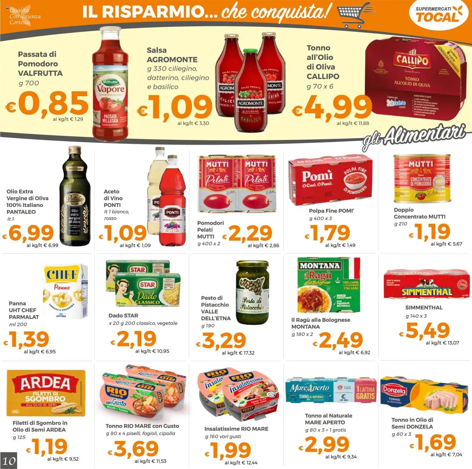 Volantino Tocal del 06/10/2026 | Pagina: 10 | Prodotti: Salsa, Olio, Ragú, Tonno al naturale