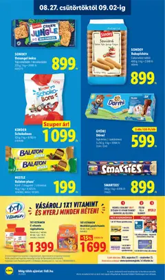 Lidl akciós újság - amely érvényes a következő dátumtól: 2026.08.27. | Oldal: 32 | Termékek: C-vitamin, Mogyoró, Babapiskóta, Kinder