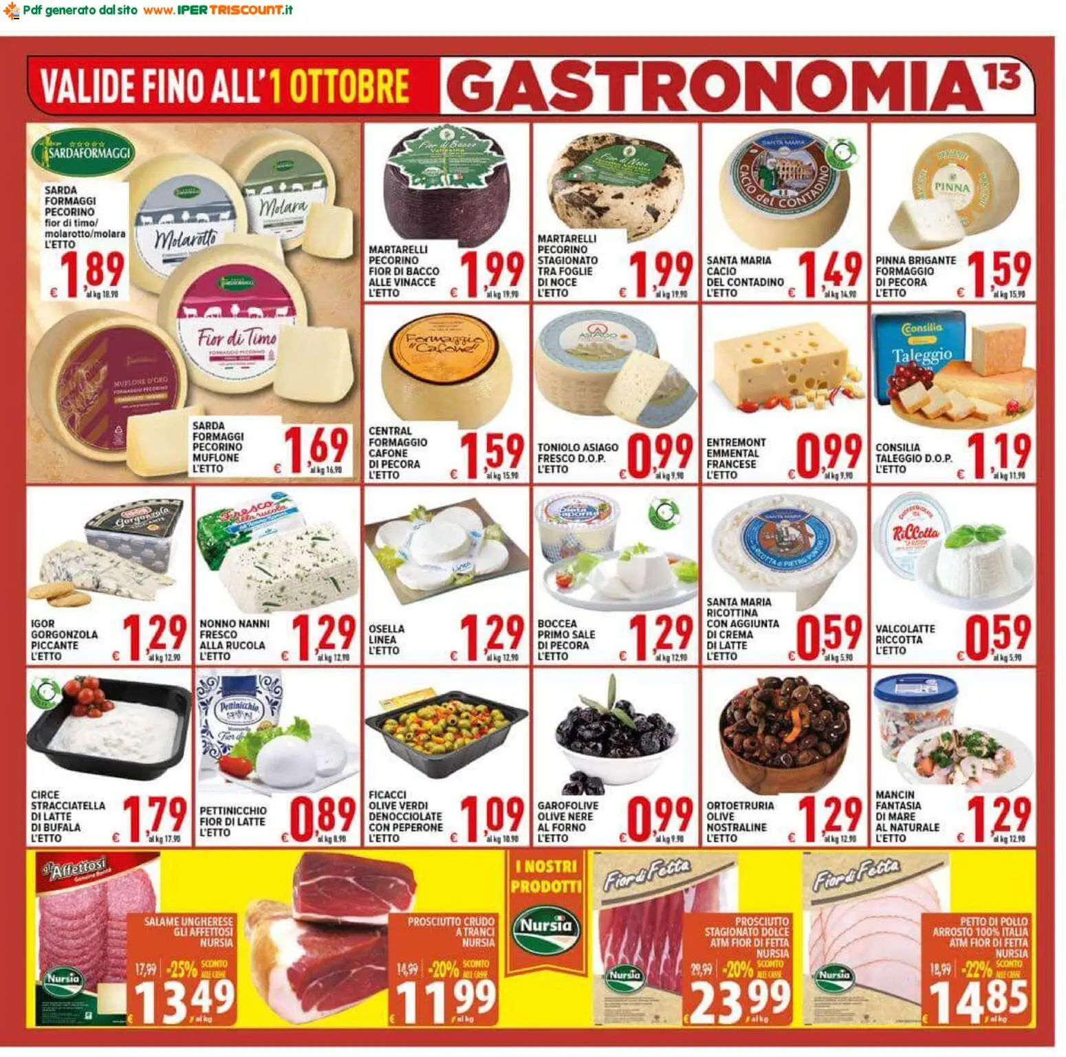 Volantino Ipertriscount del 23/09/2026 | Pagina: 13 | Prodotti: Petto di Pollo, Rucola, Latte, Pecorino