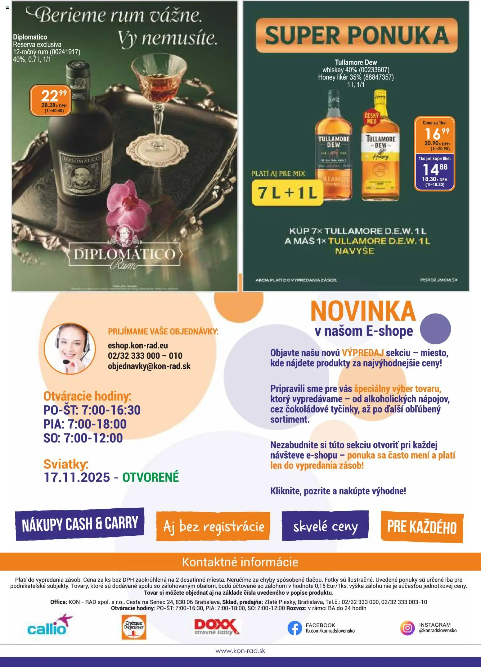 Nové KON - RAD akcie – leták je platný od 01.11.2026 | Strana: 48 | Produkty: Hodiny, Diplomatico, Rum, Tullamore Dew