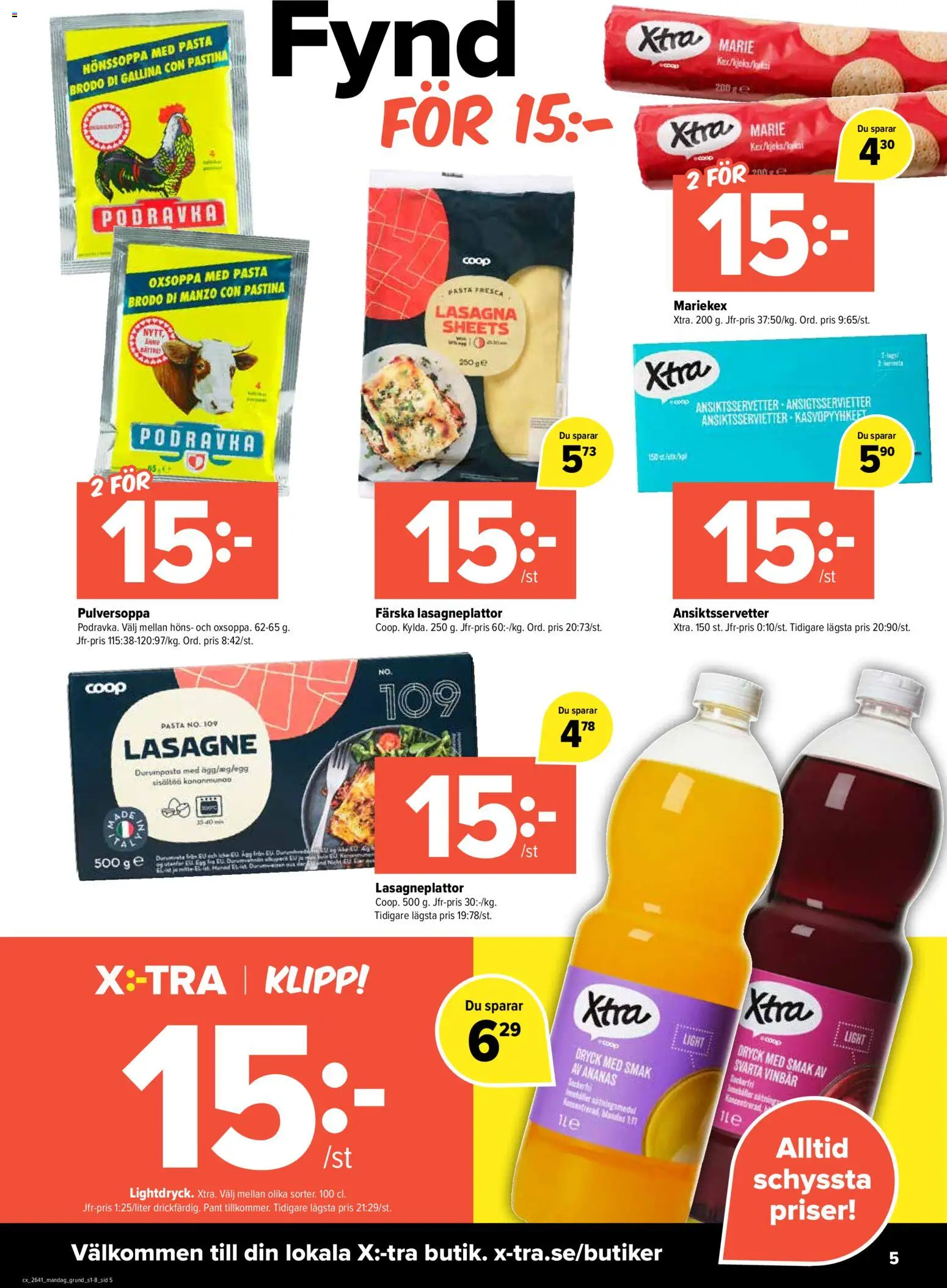 Coop X:-TRA reklamblad aktuell från 05/10/2026 | Sida: 5 | Produkter: Lasagne, Lasagneplattor, Ananas, Pasta