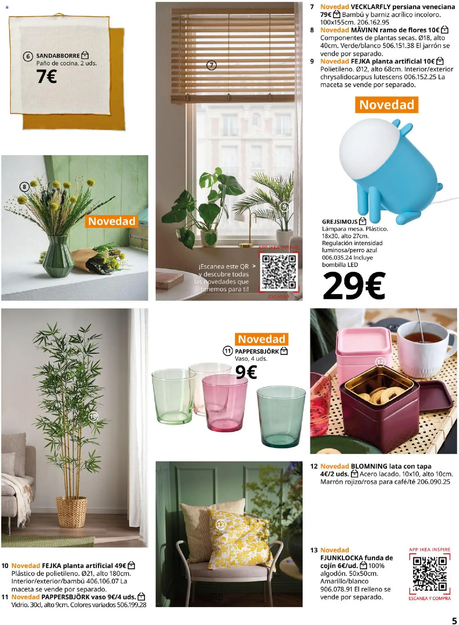 Catálogo IKEA Accesorios y decoración │ válido desde el 01/02/2026 | Página: 5 | Productos: Funda, Funda de cojín, Maceta, Lámpara
