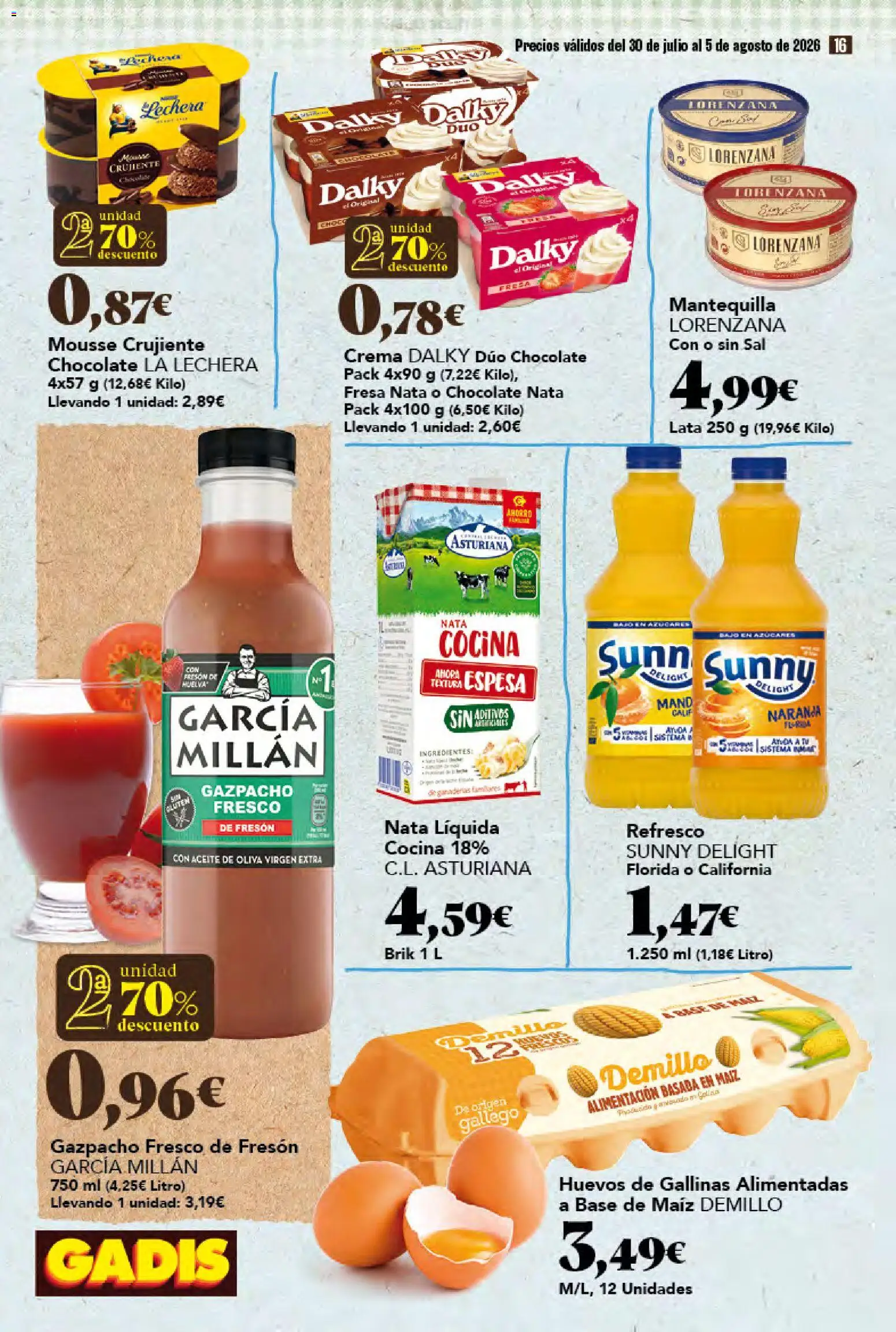 Gadis folleto │ válido desde el 30/07/2026 | Página: 16 | Productos: Aceite, Aceite de oliva, Aceite de oliva virgen extra, Gazpacho