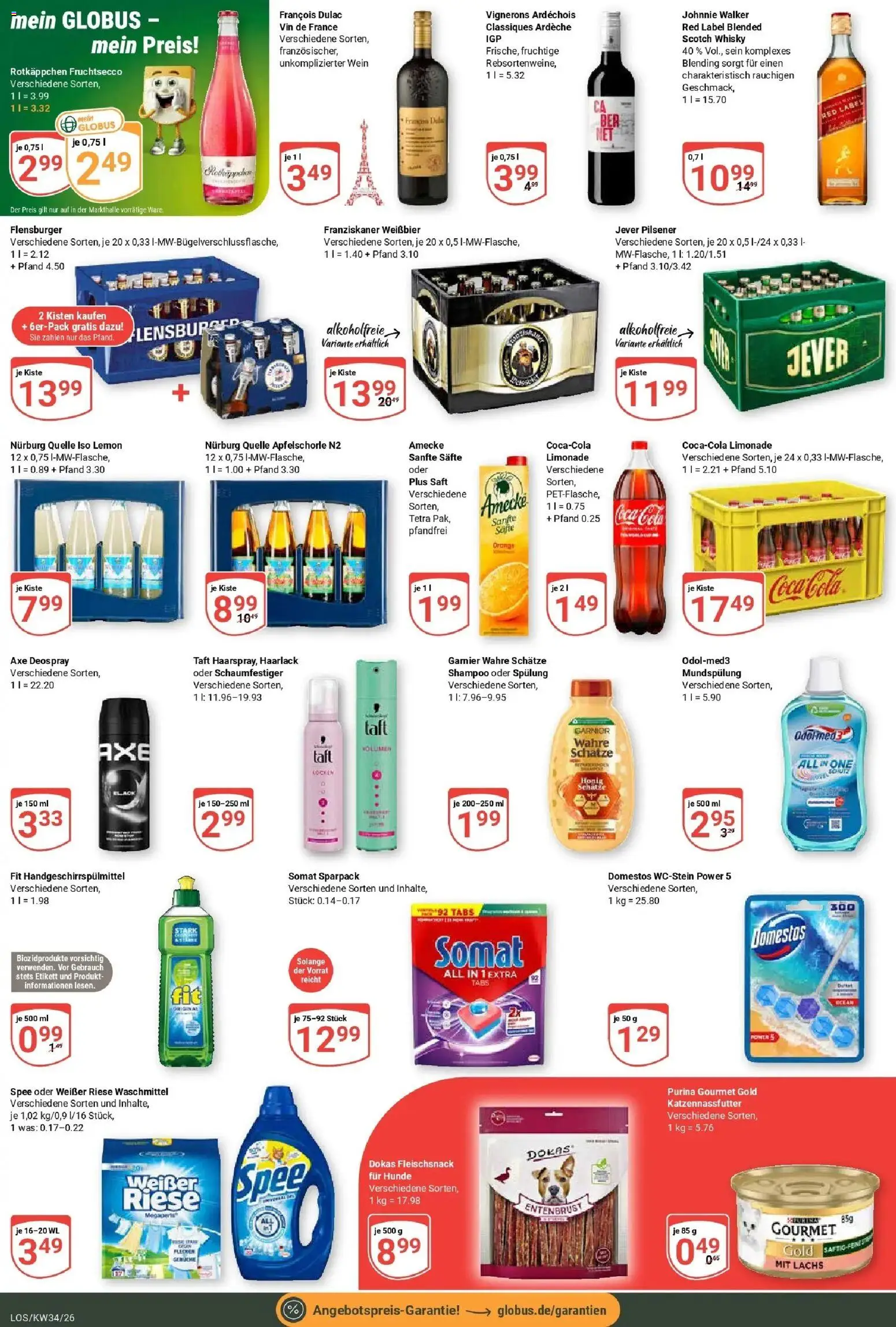 Globus Prospekt Losheim Am See (ab 17.08.2026) » Angebote online | Seite: 6 | Produkte: Weißbier, Flensburger, Axe, Saft
