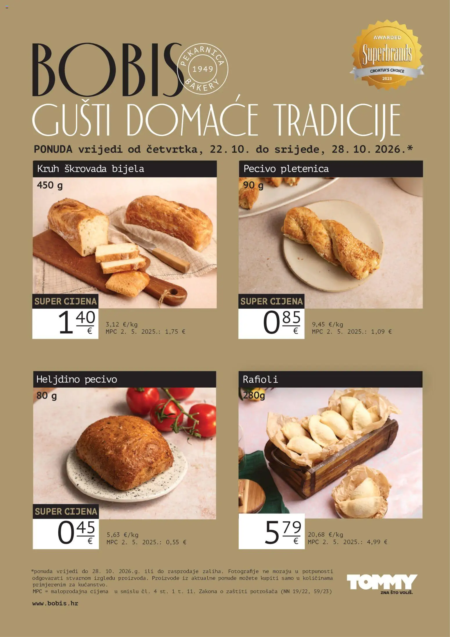 Tommy katalog | vrijedi od 22.10.2026 | Stranica: 1 | Proizvodi: Kruh, Pecivo