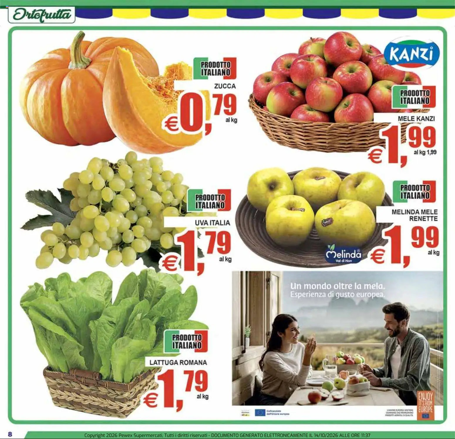 Volantino Pewex del 14/10/2026 | Pagina: 8 | Prodotti: Mele, Zucca, Uva, Lattuga