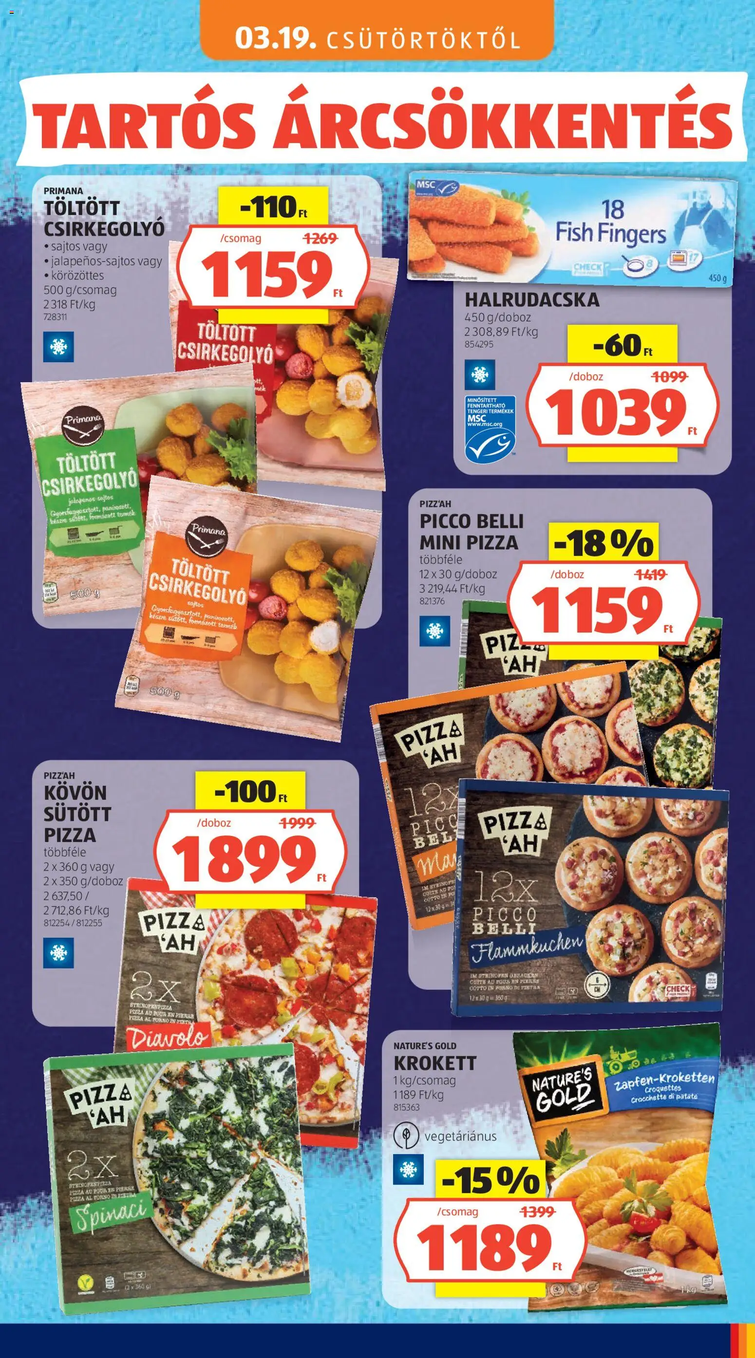 Aldi akciós ujság - amely érvényes a következő dátumtól: 03.05.2026 | Oldal: 61 | Termékek: Pizza, Krokett, Halrudacska