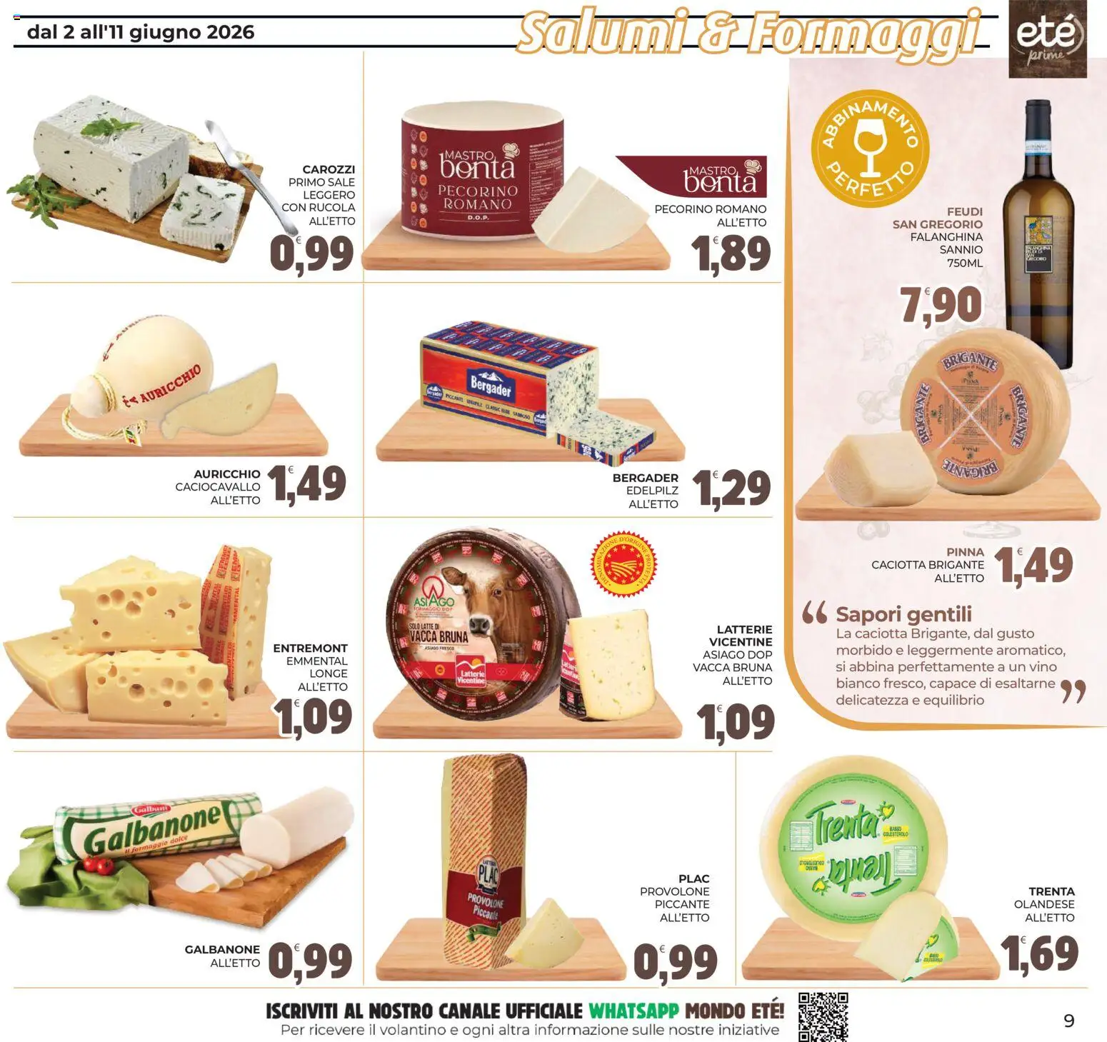 Volantino Eté del 02.06.2026 | Pagina: 9 | Prodotti: Sale, Formaggio, Vino, Pecorino Romano