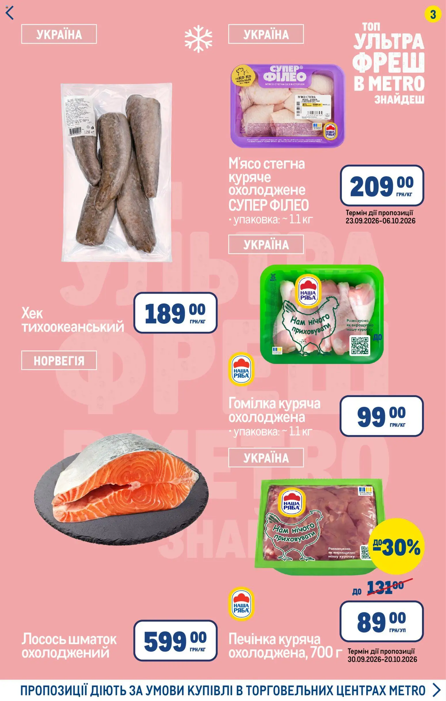 Metro Kаталог - дійснийкції з 30.09.2026 | Сторінка: 3 | Товари: Лосось, Гомілка