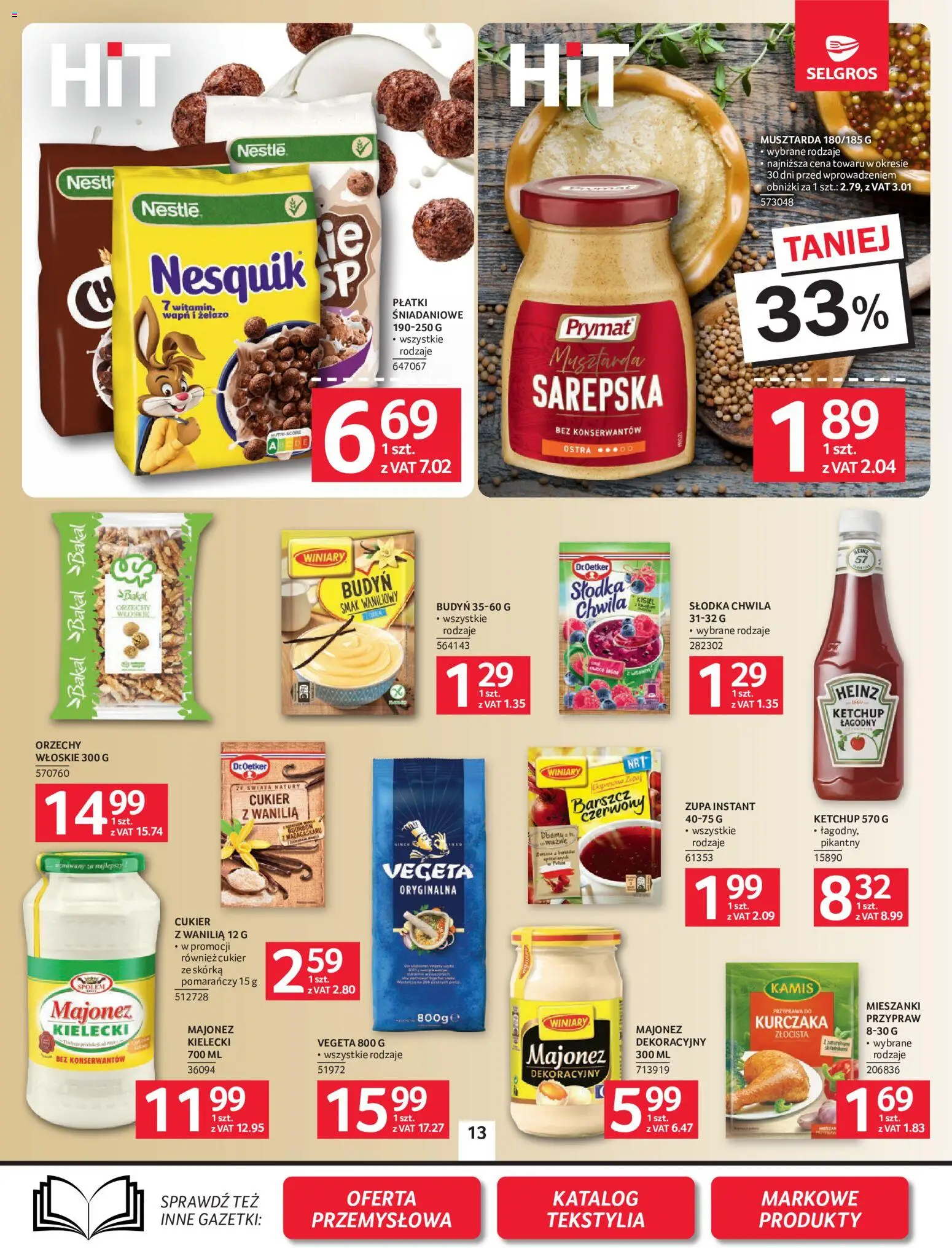 Selgros cash&carry gazetka od 22.10.2026 | Strona: 13 | Produkty: Musztarda, Tekstylia, Majonez, Wanilia
