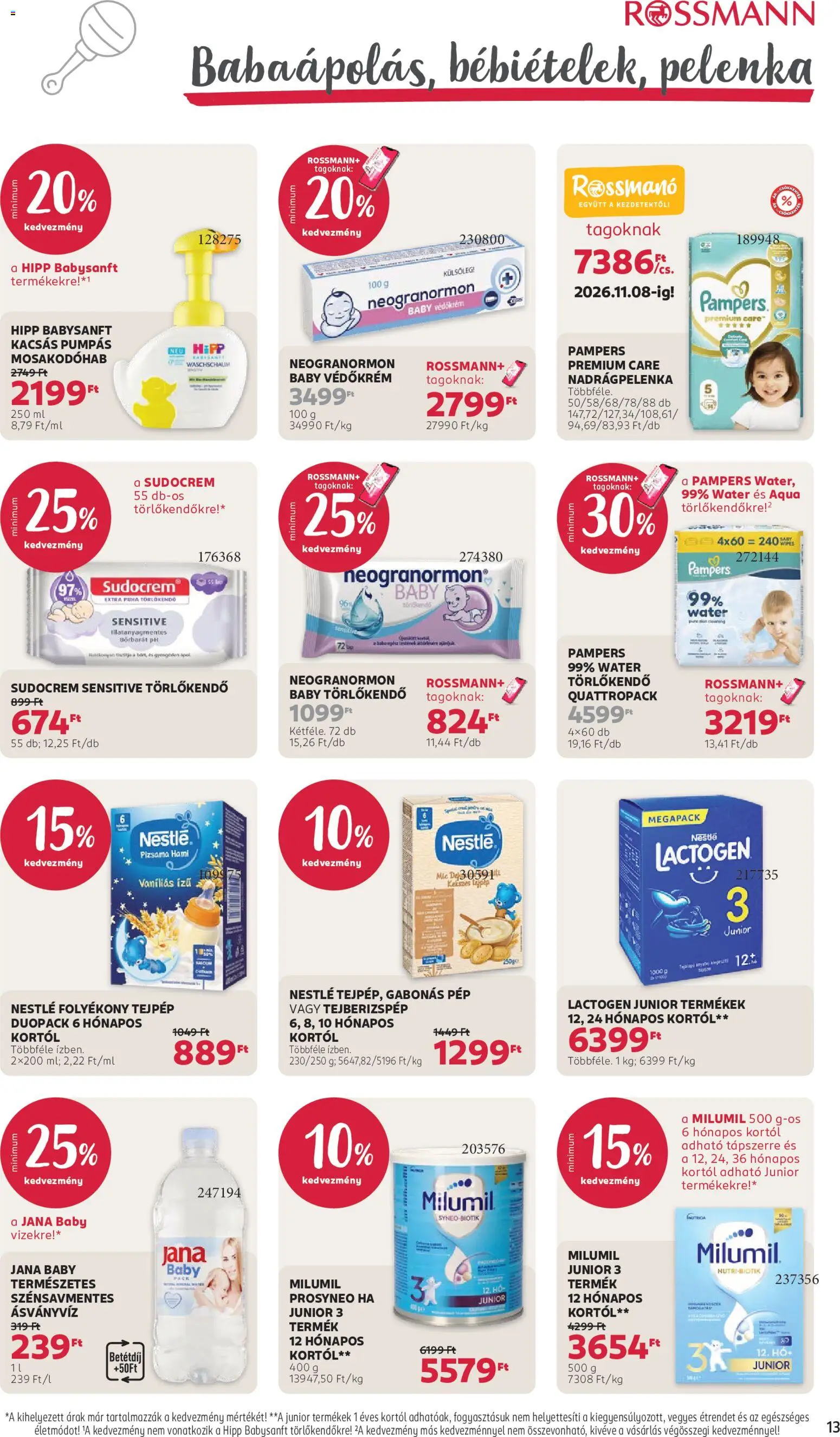 Rossmann akciós ujság - amely érvényes a következő dátumtól: 2026.10.19. | Oldal: 15 | Termékek: Pampers, Nestlé, Pelenka, Baba