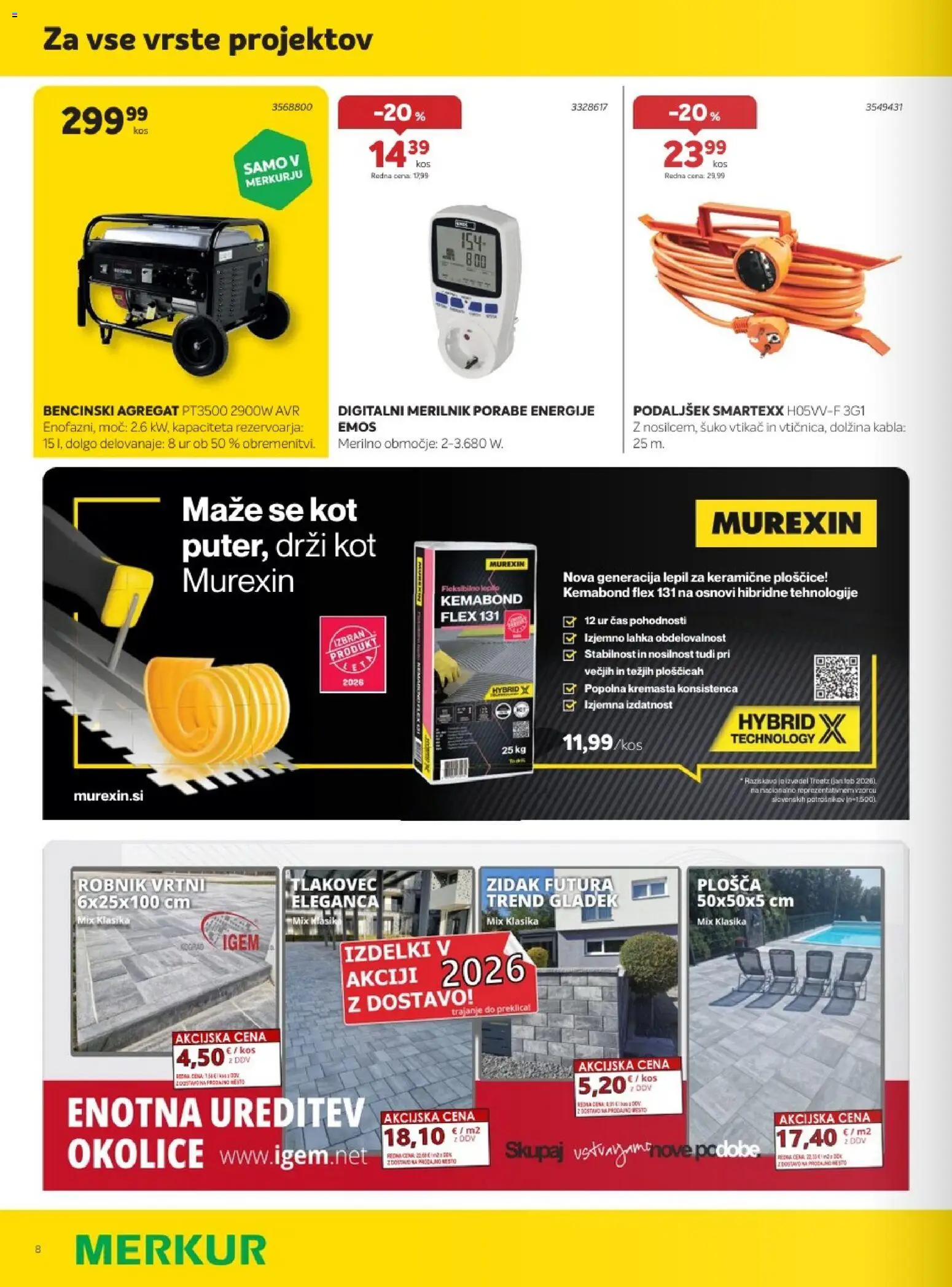 Novi Merkur katalog ponudbe – veljaven od 02.09.2026 | Stran: 8 | Izdelki: Kos, Zidak, Robnik, Tlakovec