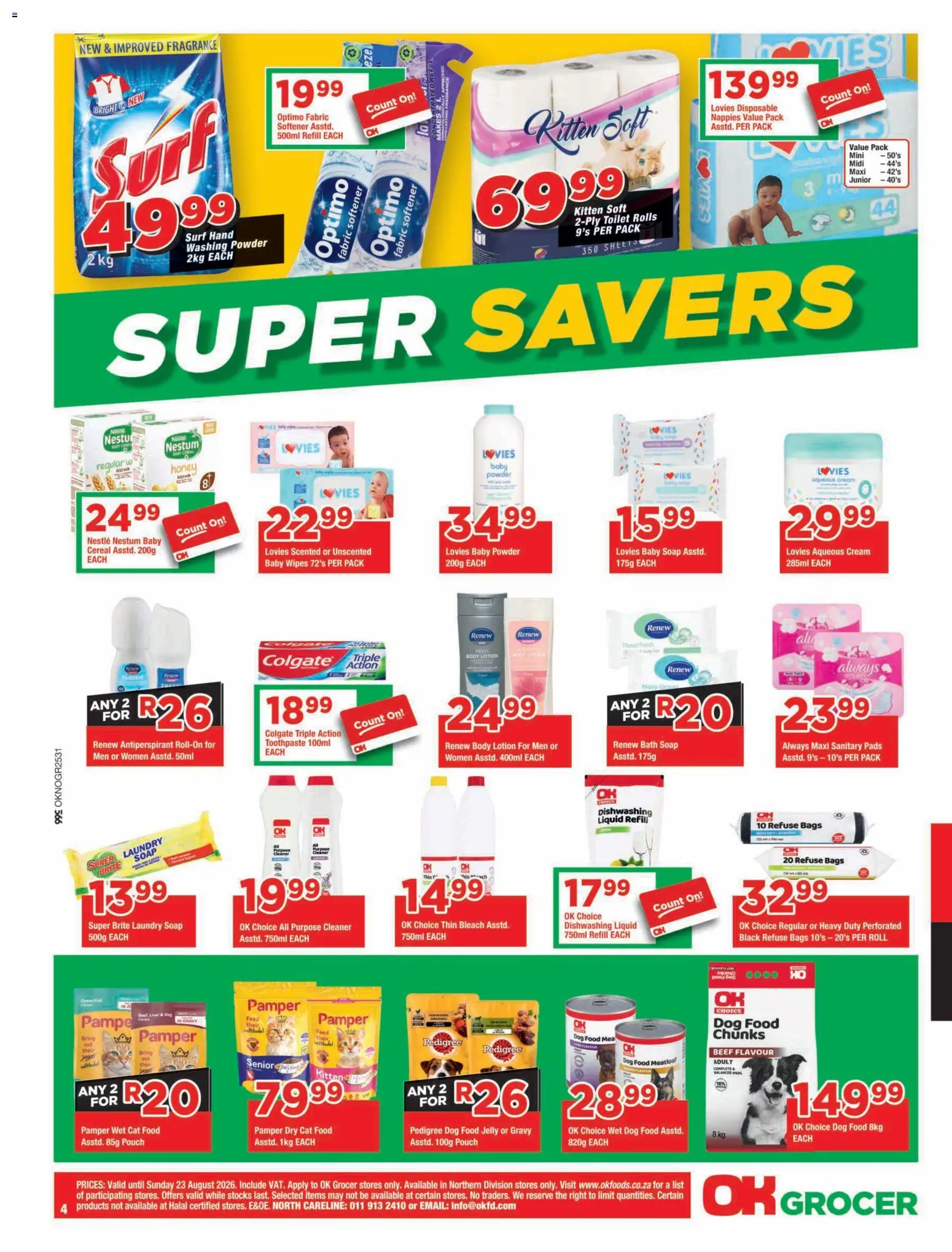 New OK Foods catalogue – valid from 12/08/2026 | Page: 4 | Products: Gravy, Toothpaste, Nappies, Dishwashing liquid