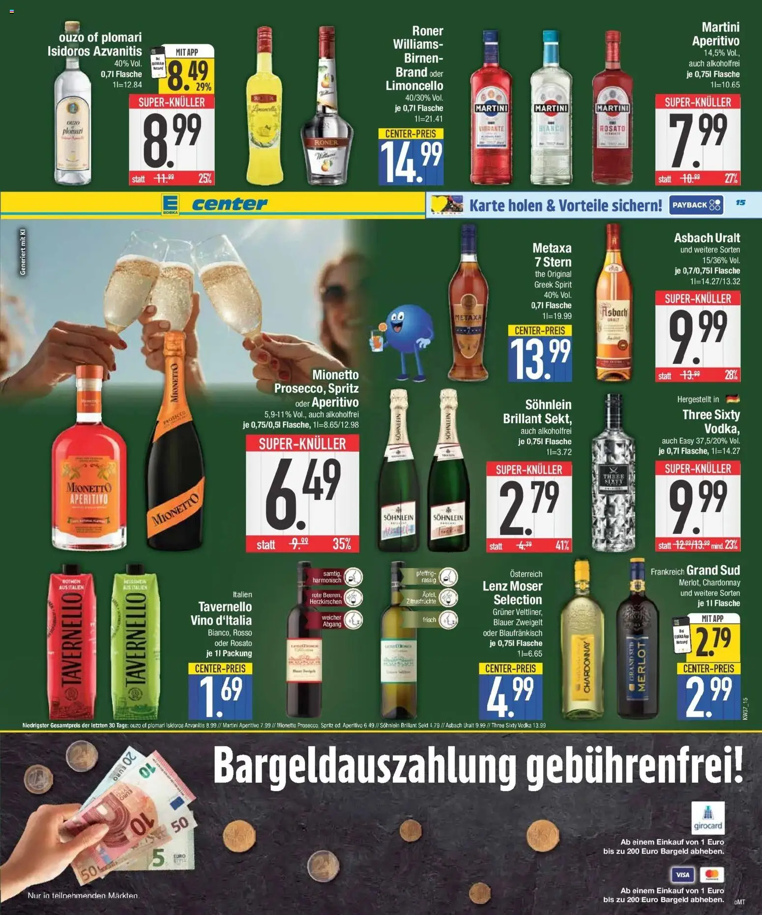E center Prospekt Kolbermoor (ab 07.09.2026) zum Blättern | Seite: 15 | Produkte: Sekt, Prosecco, Grand sud, Vodka