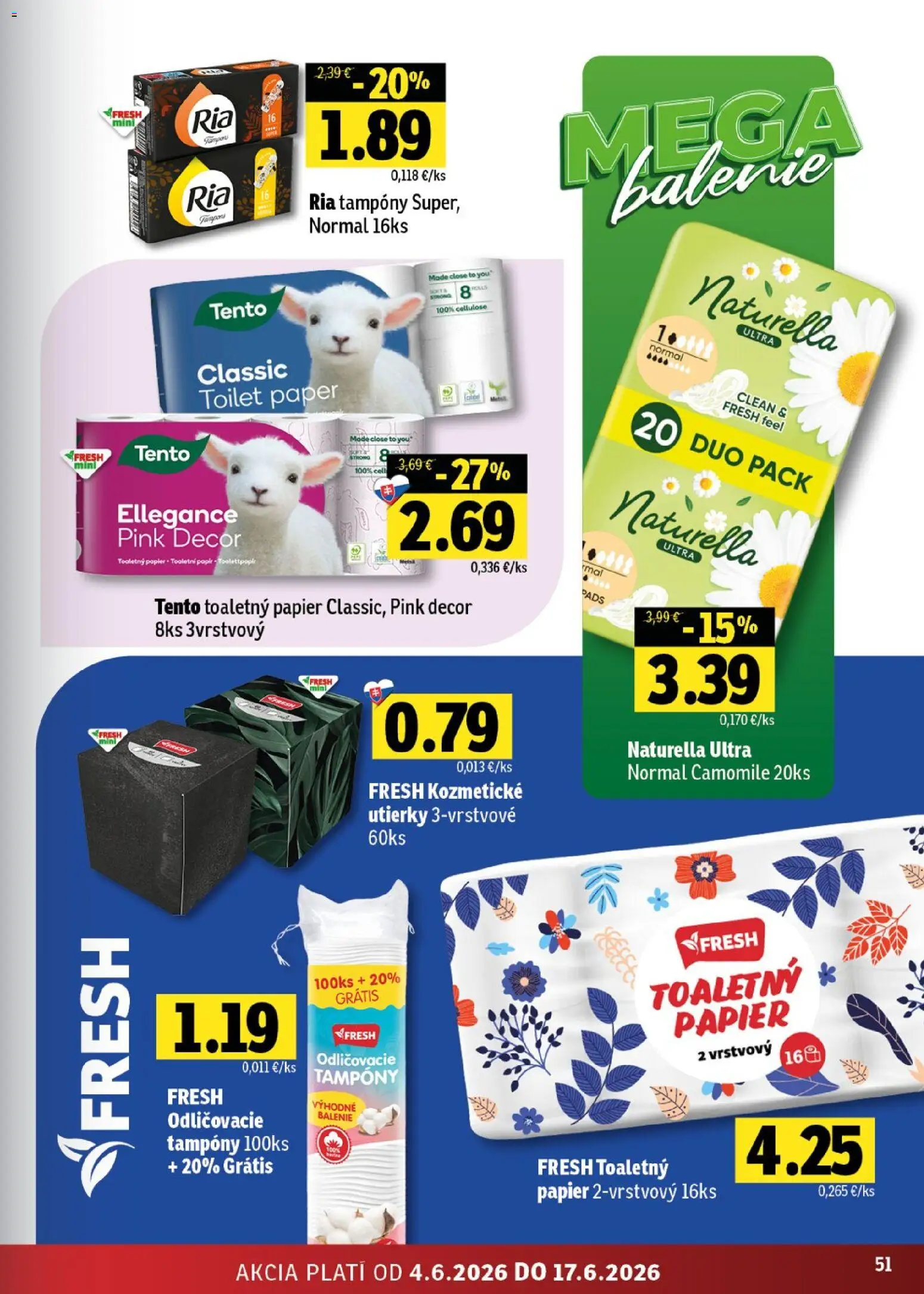 Nové Fresh akcie – leták je platný od 04.06.2026 | Strana: 51 | Produkty: Toaletný papier