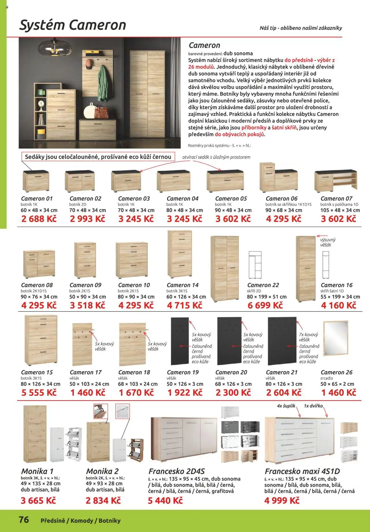 ORFA nábytek katalog 2025-2026 od 01.10.2025 | Strana: 76 | Produkty: Nábytek, Zrcadlo, Botník, Skříň