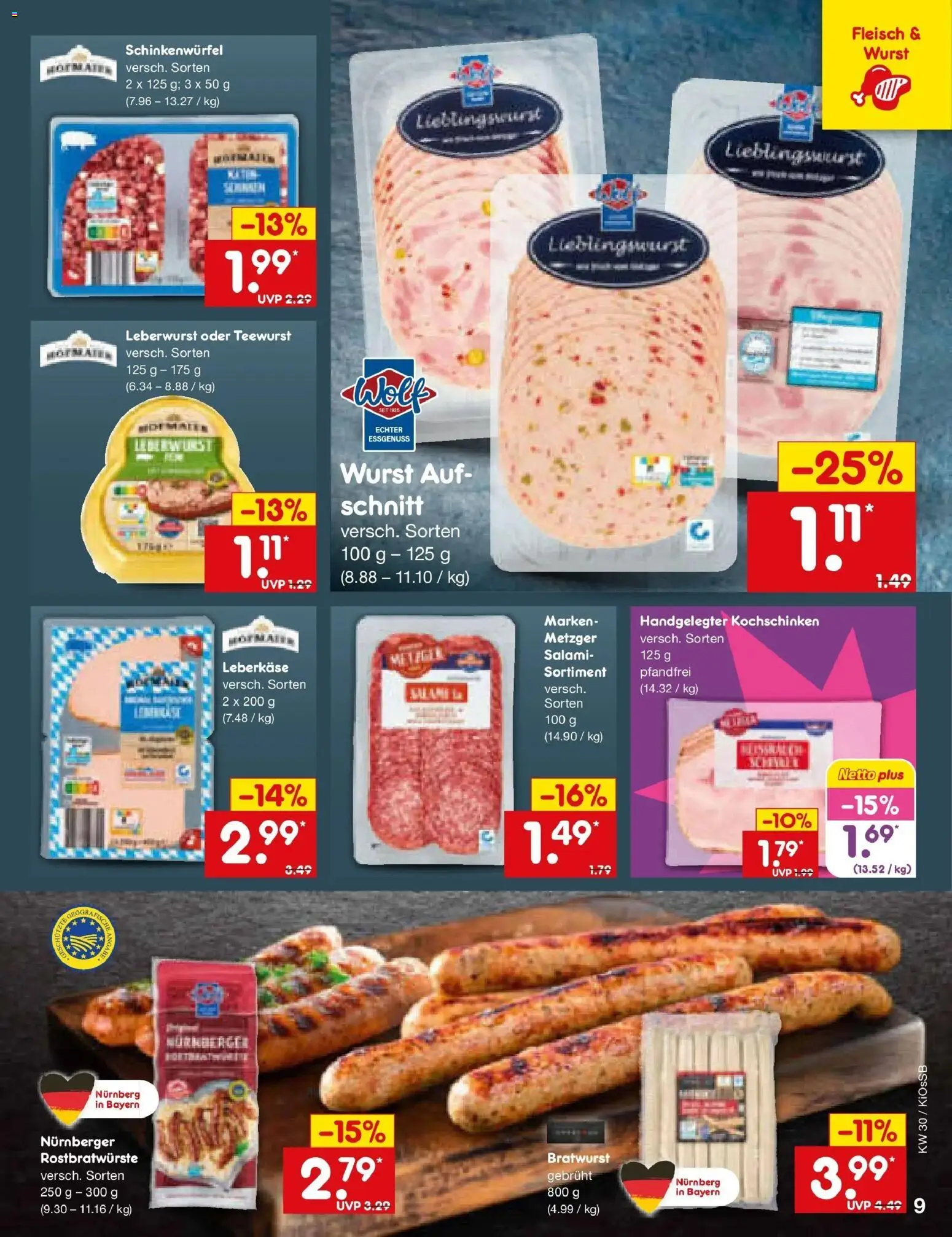 Netto Marken-Discount Prospekt Oberhaid – gültig ab 20.07.2026 | Seite: 13 | Produkte: Bratwurst, Wurst, Fleisch, Leberkase