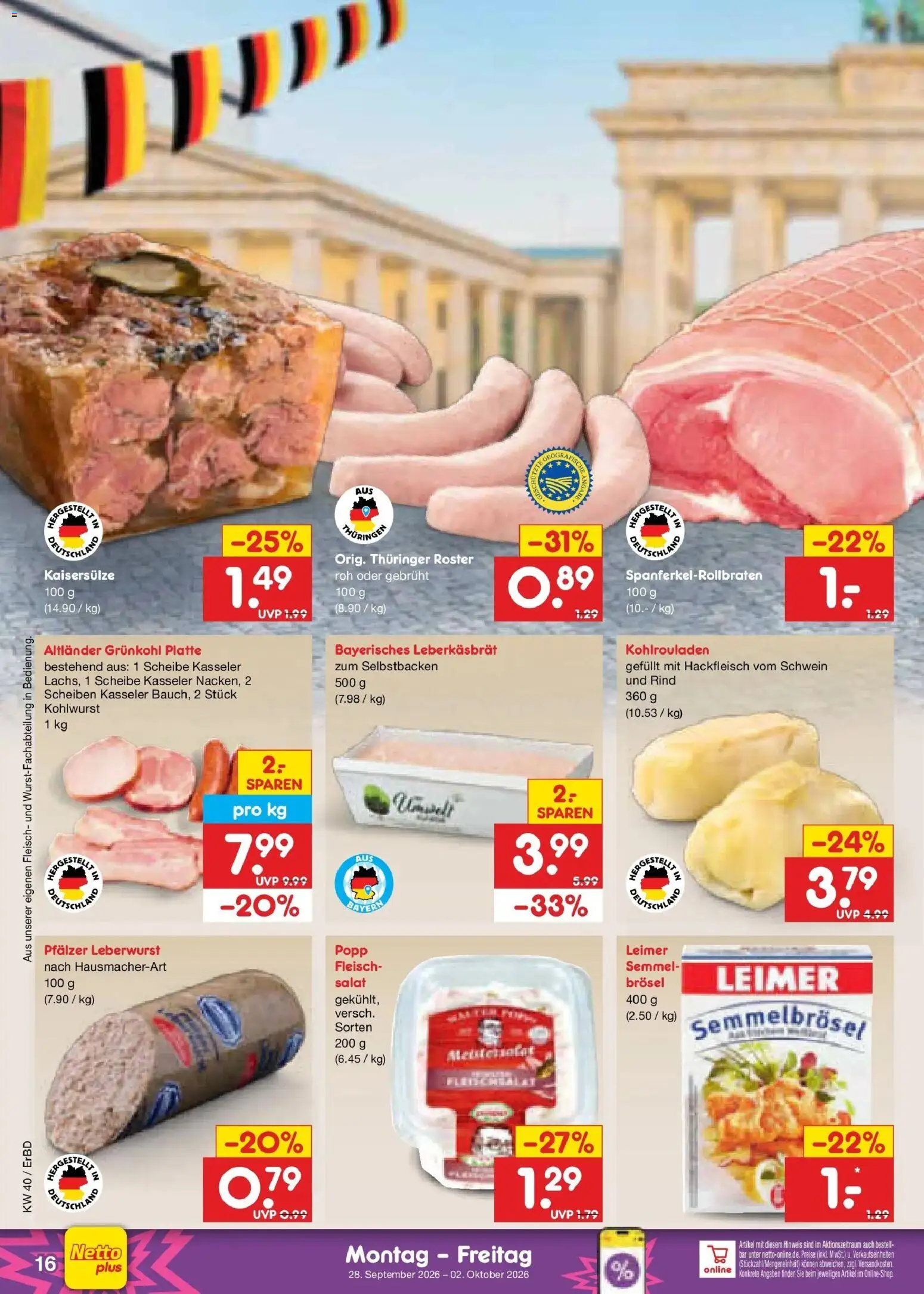 Netto Marken-Discount Prospekt Weimar – gültig ab 28.09.2026 | Seite: 22 | Produkte: Fleisch, Salat, Hackfleisch