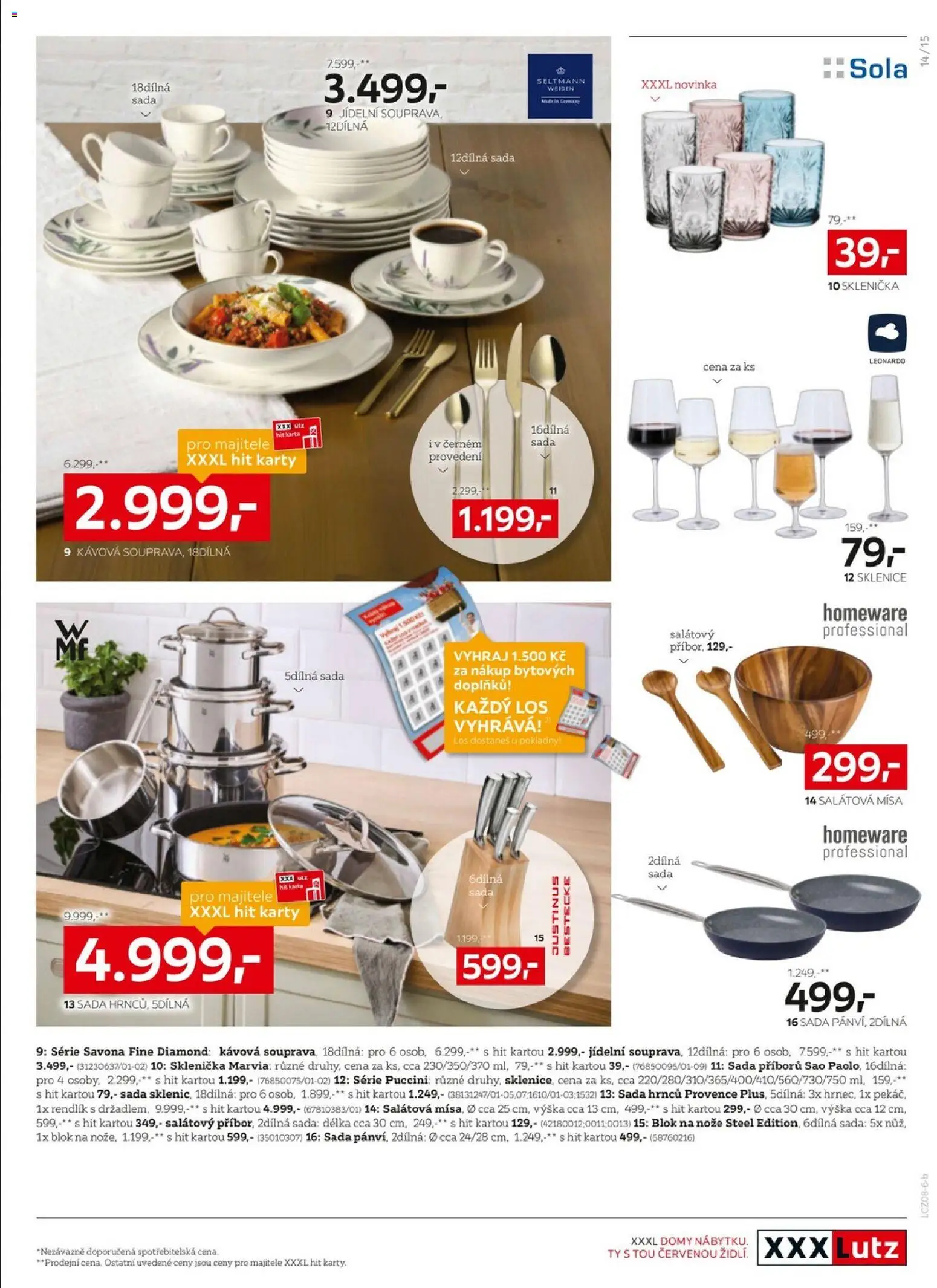 XXXLutz leták od 10.08.2026 | Strana: 15 | Produkty: Sklenička, Sada hrnců, Blok na nože, Karty