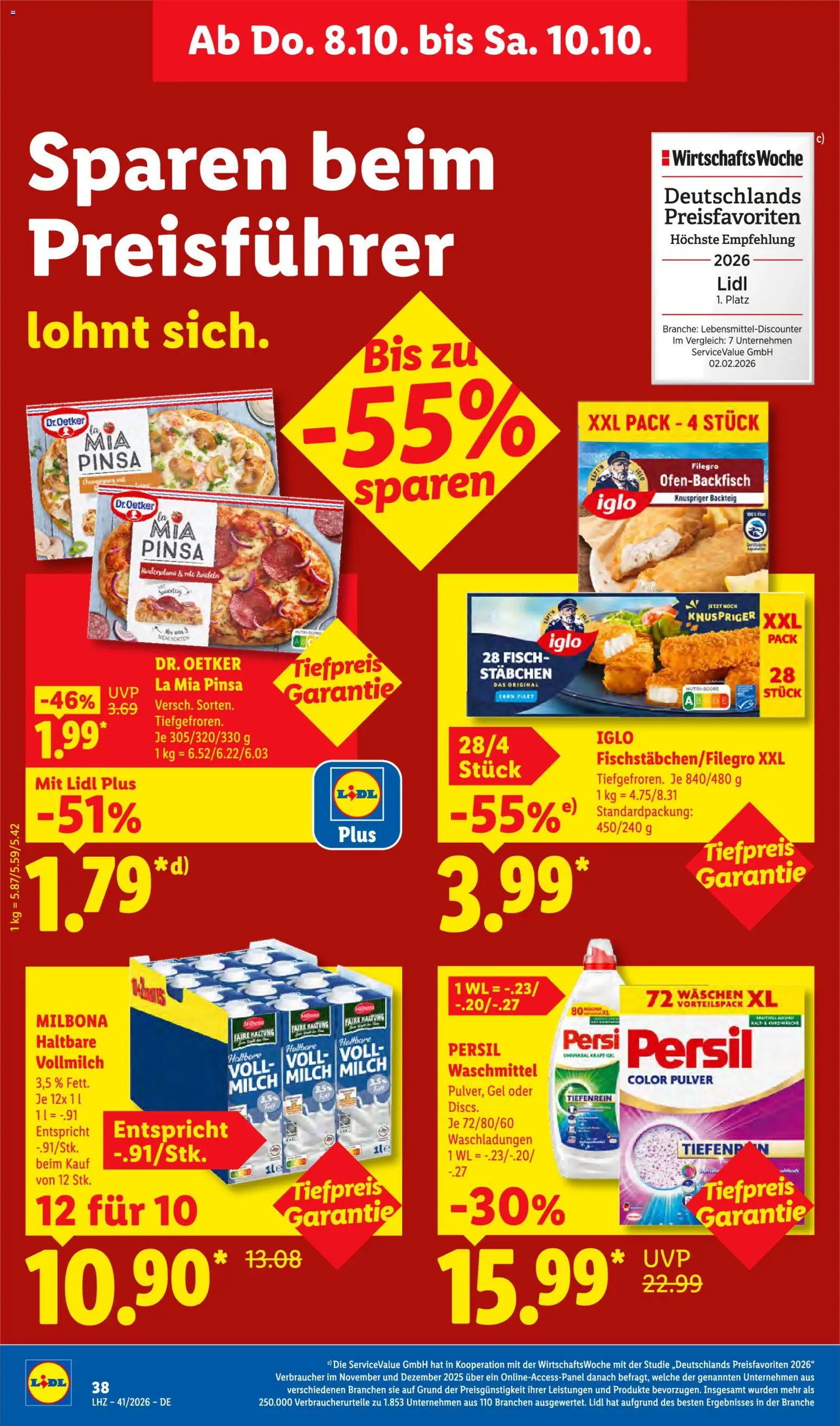 Lidl Německo leták od 05.10.2026 | Strana: 60 | Produkty: Milbona, Pinsa, Persil