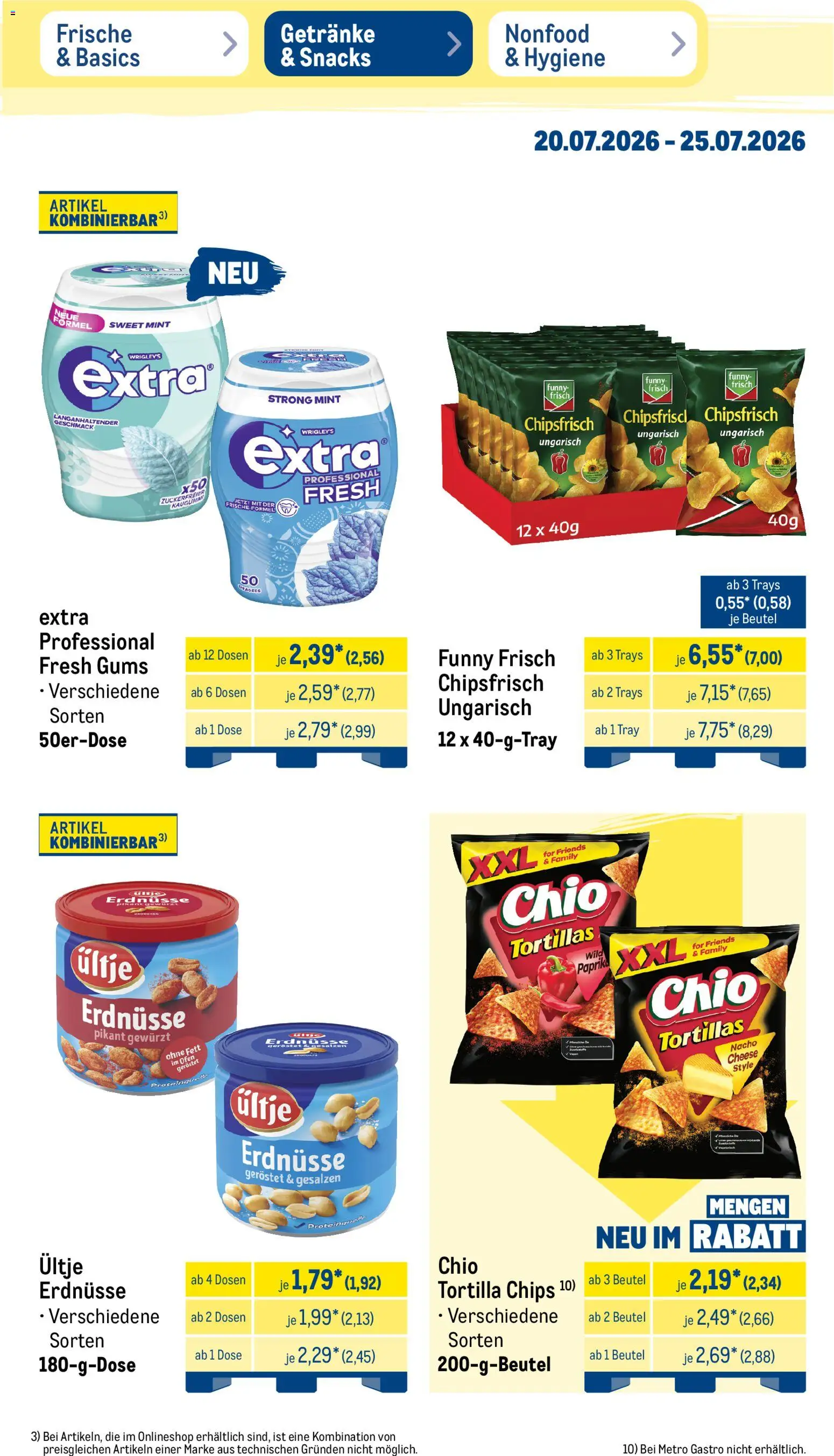 Metro Prospekt – gültig ab 20.07.2026 | Seite: 25 | Produkte: Ofen, Ultje erdnusse, Funny frisch, Chips
