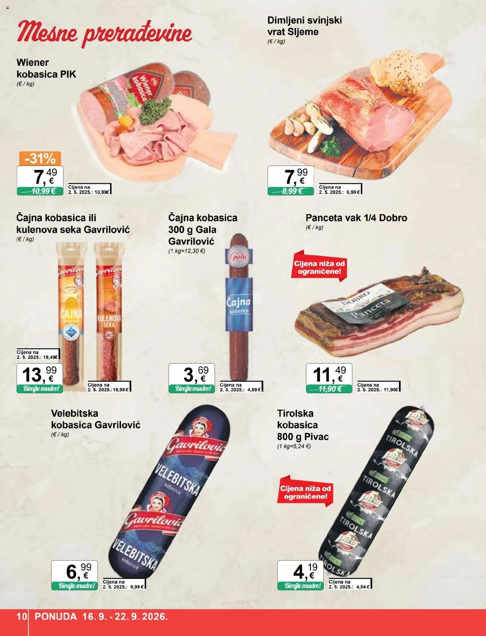 KTC katalog | vrijedi od 16.09.2026 | Stranica: 10 | Proizvodi: Vrat, Svinjski vrat, Kobasica, Čajna kobasica