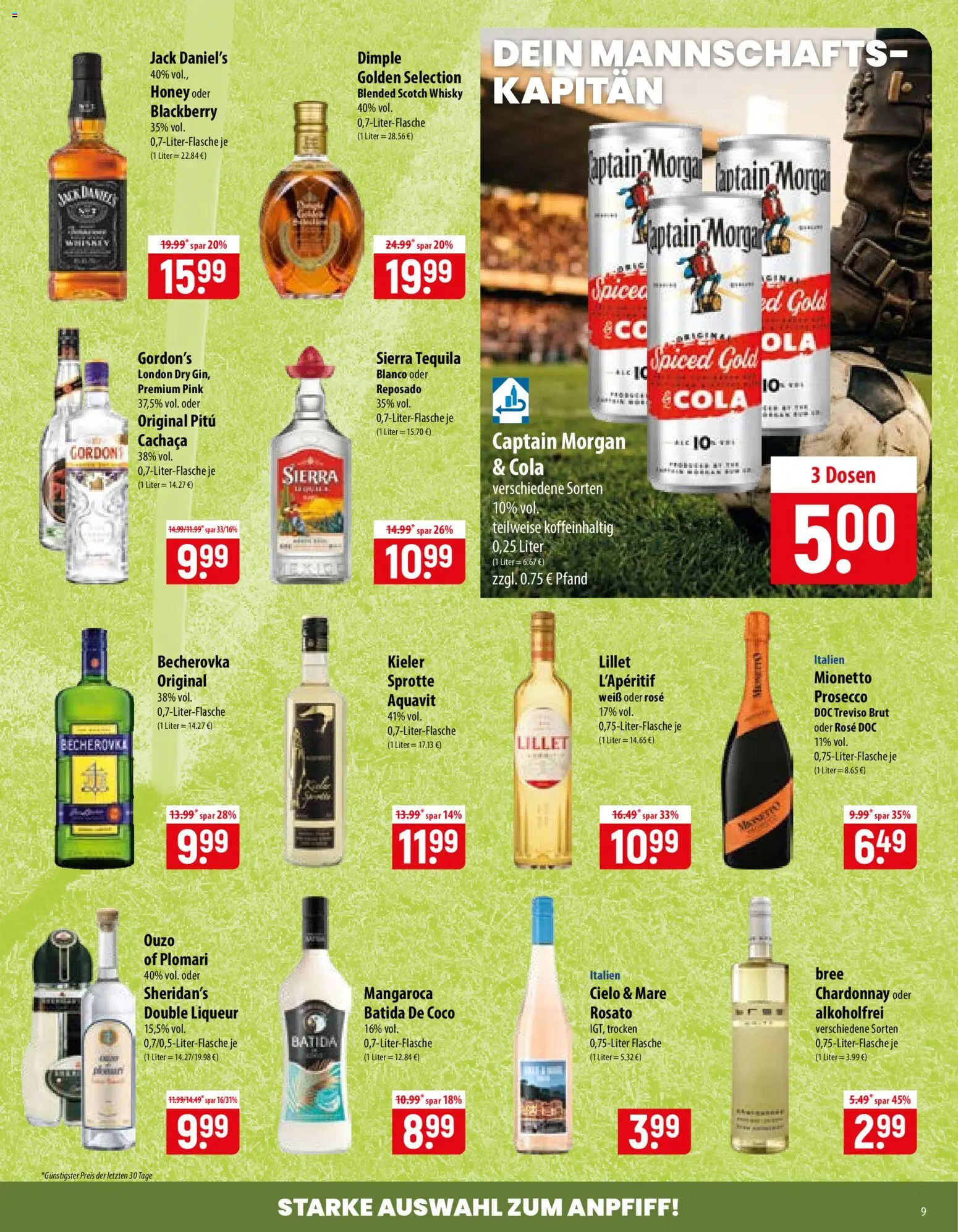 Famila Prospekt – gültig ab 24.08.2026 | Seite: 9 | Produkte: Ouzo, Cola, Batida de coco, Captain morgan