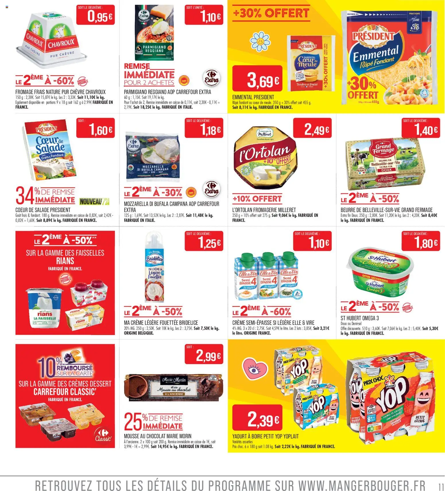 {H1} | Page: 11 | Produits: Yaourt à boire, Emmental, Crème, Fromage frais