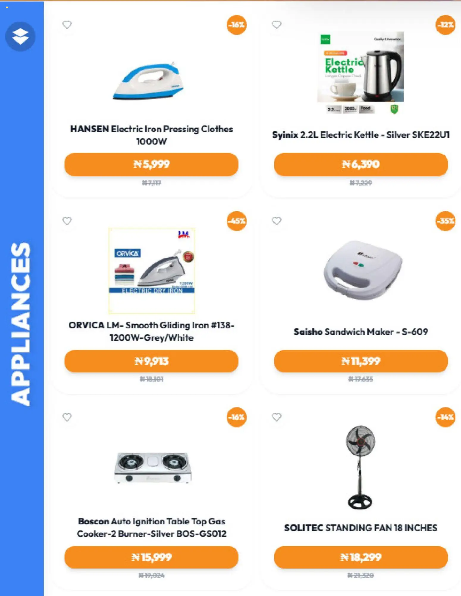 Jumia Catalogue valid from 08/09/2026 | Page: 2 | Products: Table, Sandwich maker, Iron, Kettle