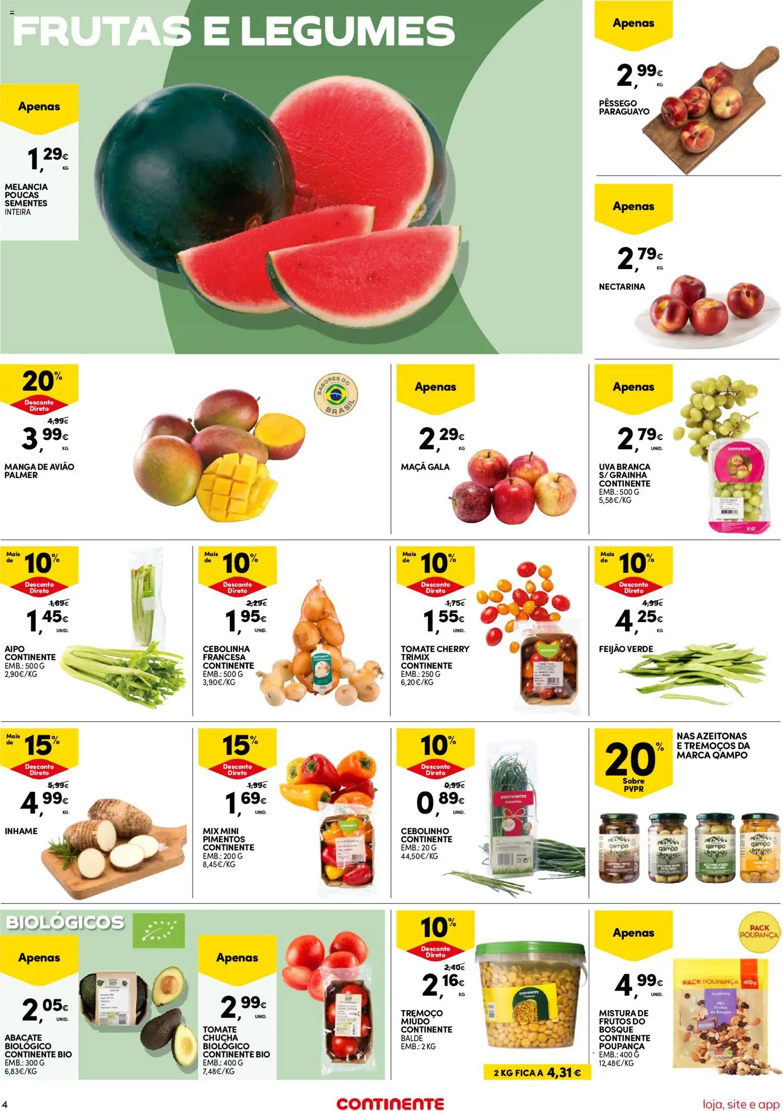Continente Semanal Continente Bom Dia │ válido de 16.06.2026 | Página: 4 | Produtos: Maça, Abacate, Tomate, Tremoços