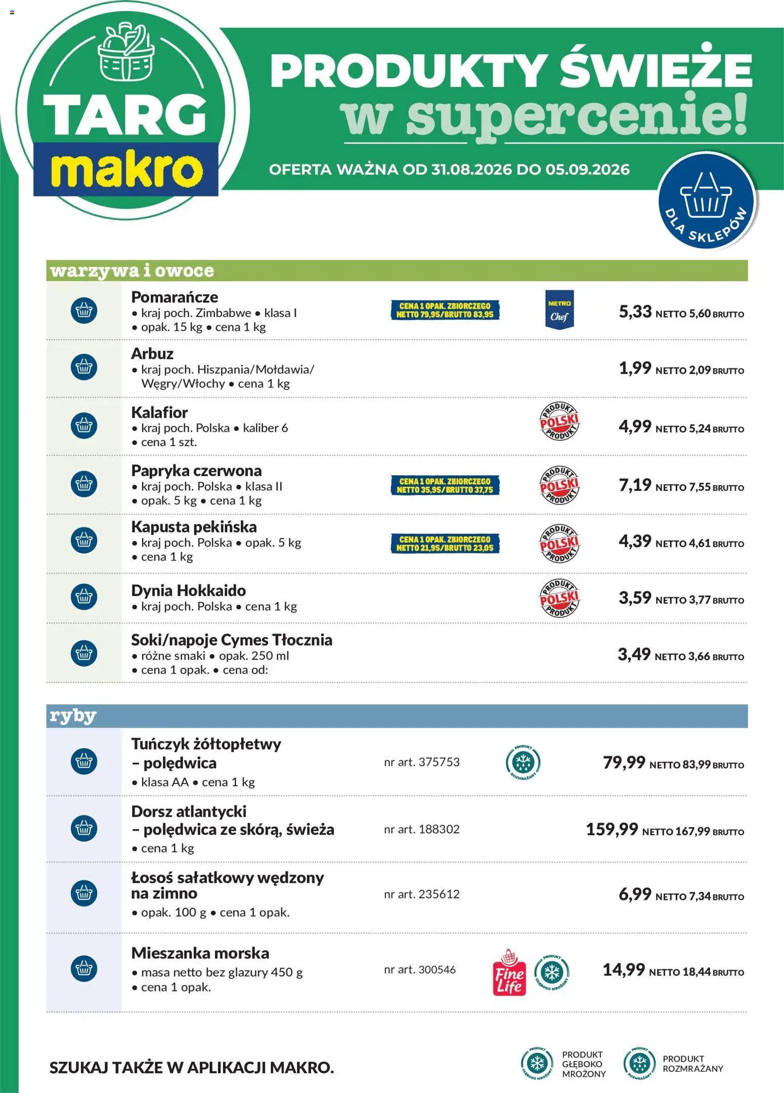 Makro gazetka - Oferta świeża w super cenach od 31.08.2026 | Strona: 6 | Produkty: Dorsz, Łosoś, Papryka czerwona, Warzywa