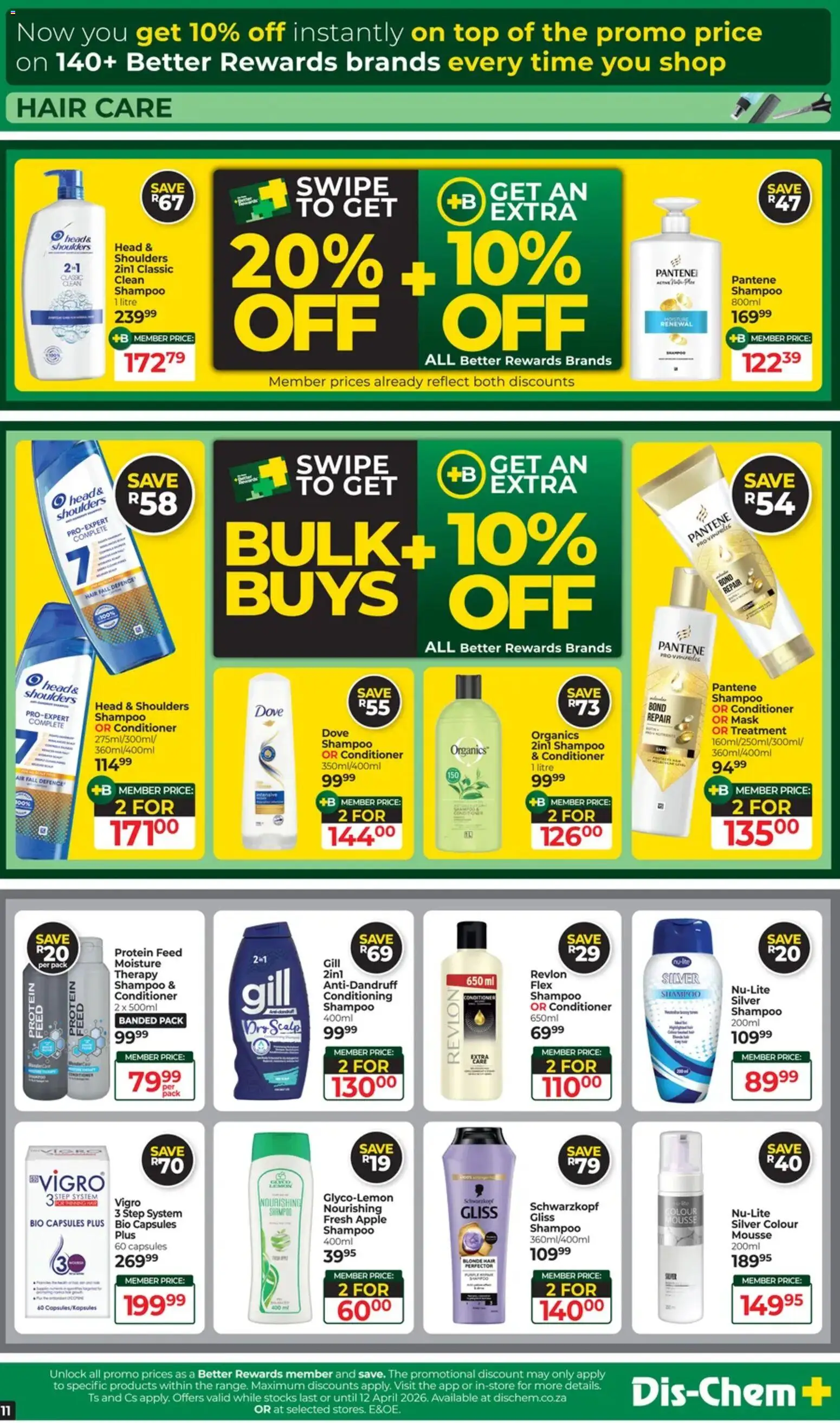 New Dis-Chem catalogue – valid from 17.03.2026 | Page: 11 | Products: Detergente líquido, Pork, Conditioner, Mask