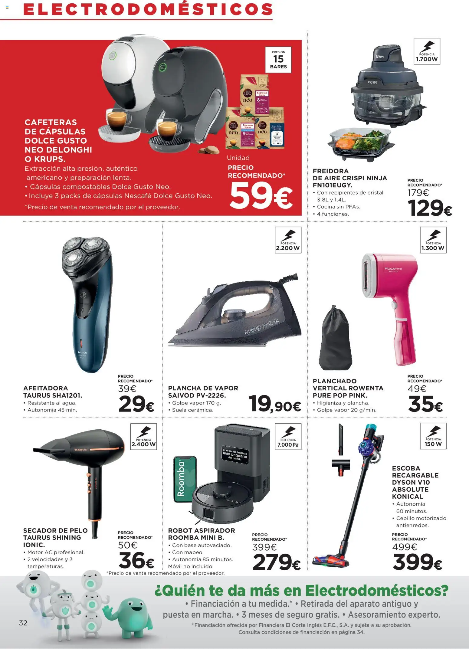 Hipercor catálogo │ válido desde el 15/10/2026 | Página: 32 | Productos: Plancha, Freidora, Aspirador, Freidora de aire