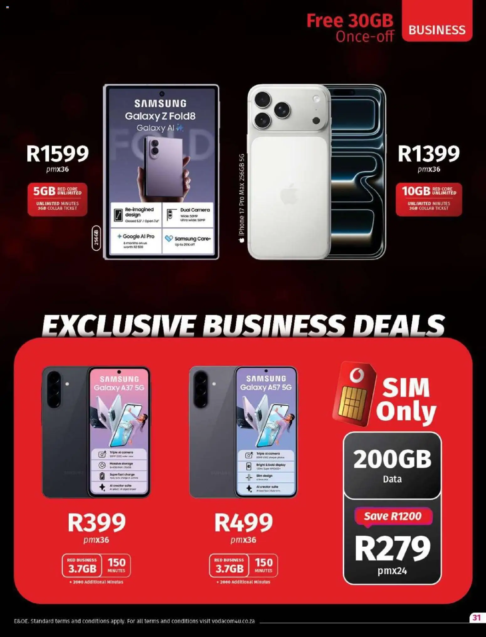 New Vodacom catalogue – valid from 01/10/2026 | Page: 31 | Products: Data, Sim, Camera