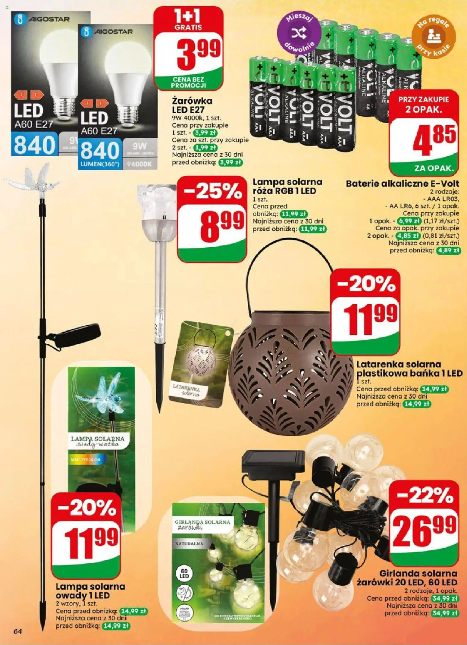 Dino gazetka od 06.05.2026 | Strona: 64 | Produkty: Lampa solarna, Baterie, Lampa, Żarówki