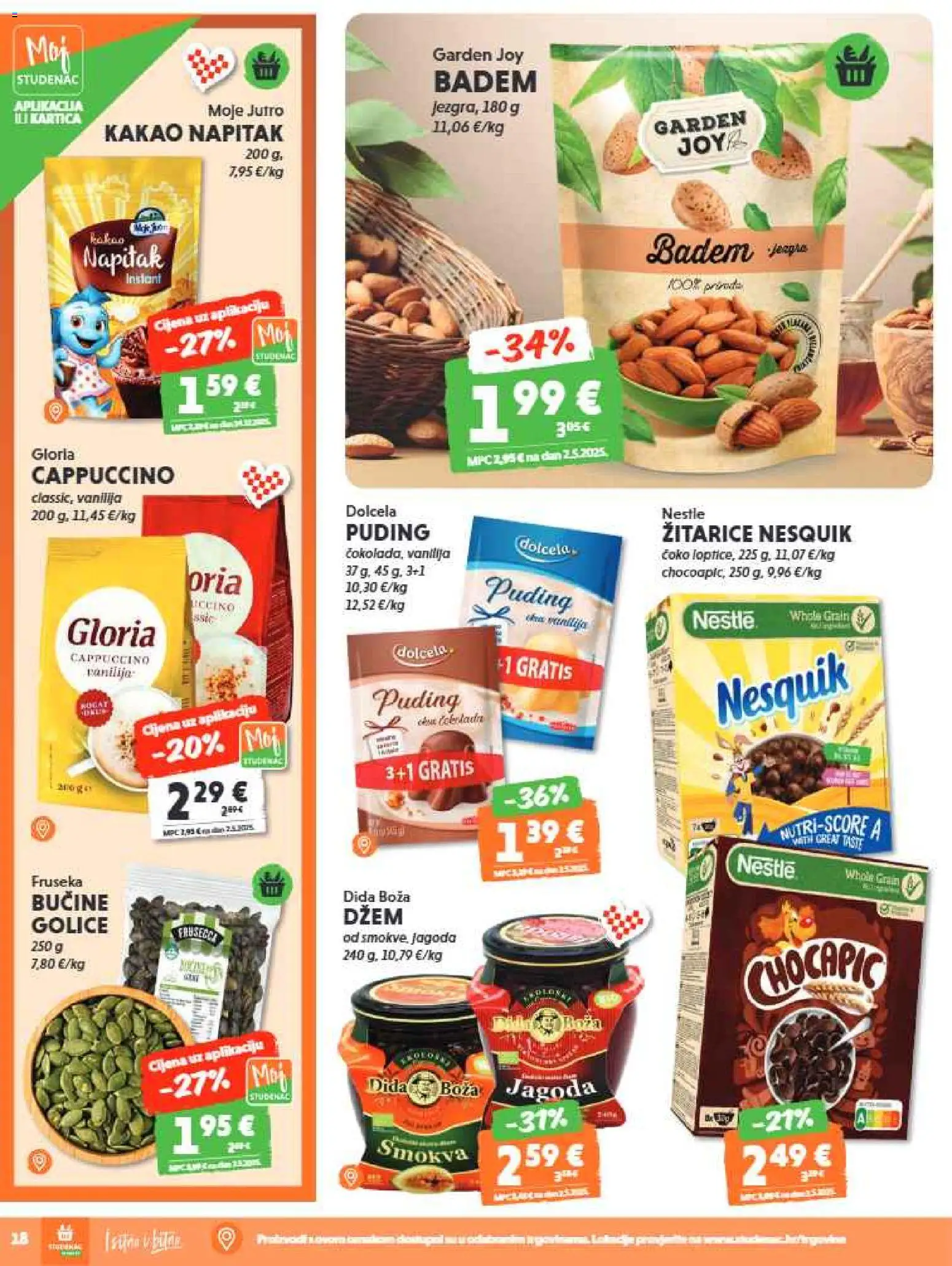 Studenac katalog | vrijedi od 06.05.2026 | Stranica: 20 | Proizvodi: Puding, Nesquik, Badem, Cappuccino