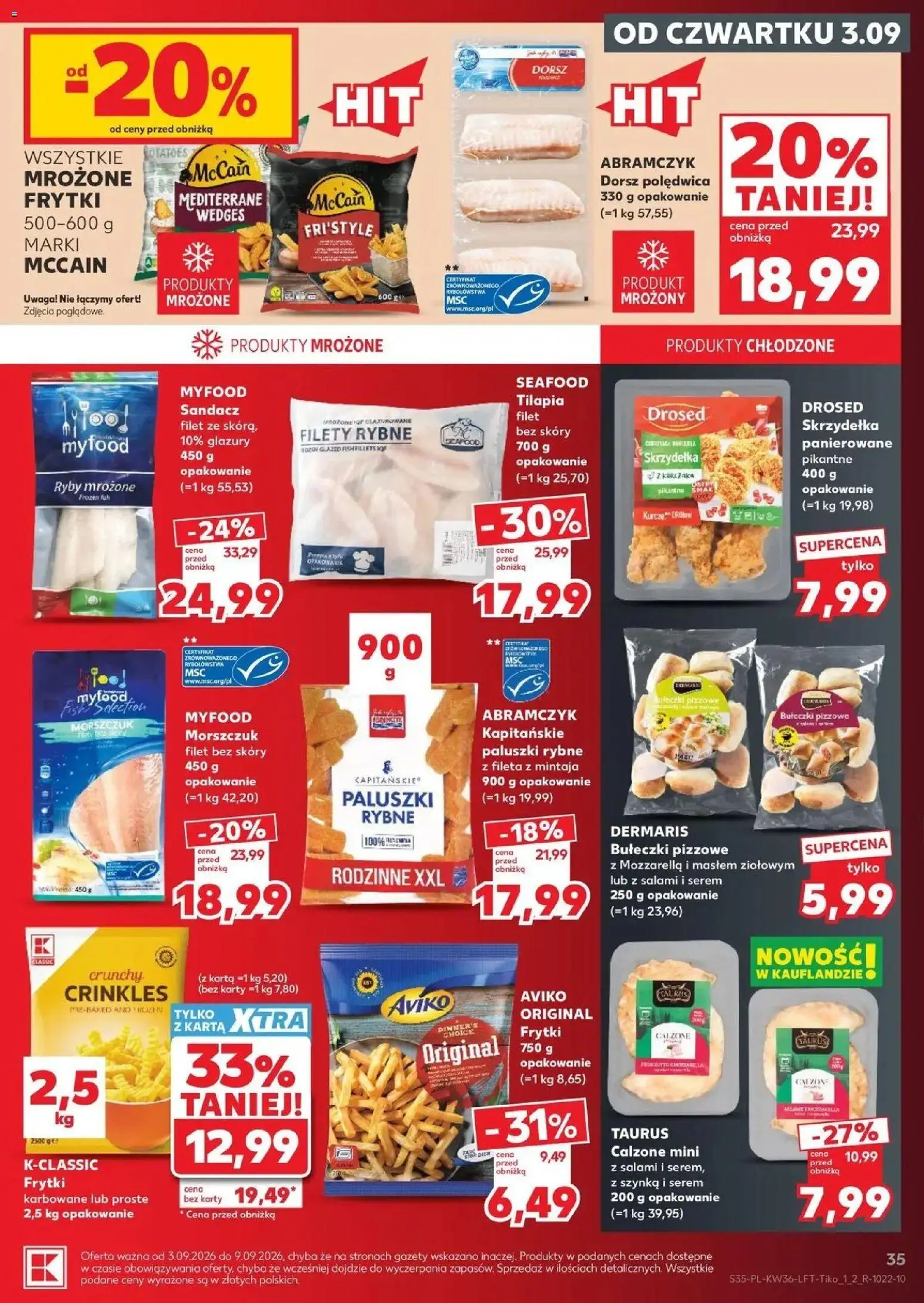 Kaufland gazetka od 03.09.2026 - od jutra PDF | Strona: 35 | Produkty: Karta, Filet, Morszczuk, Paluszki