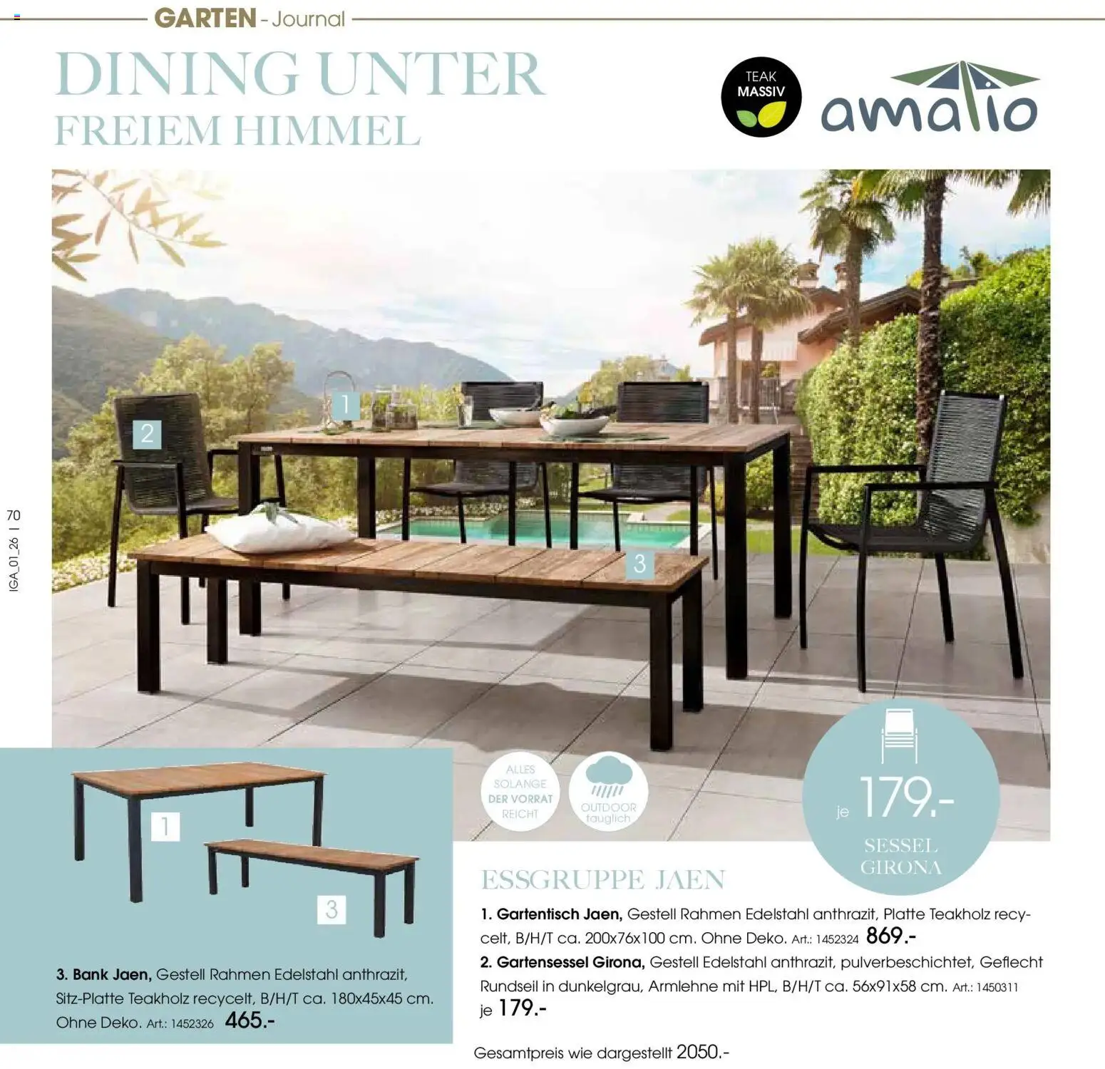 Zurbrüggen Garten Unna – gültig ab 19.03.2025 | Seite: 70 | Produkte: Essgruppe, Sessel