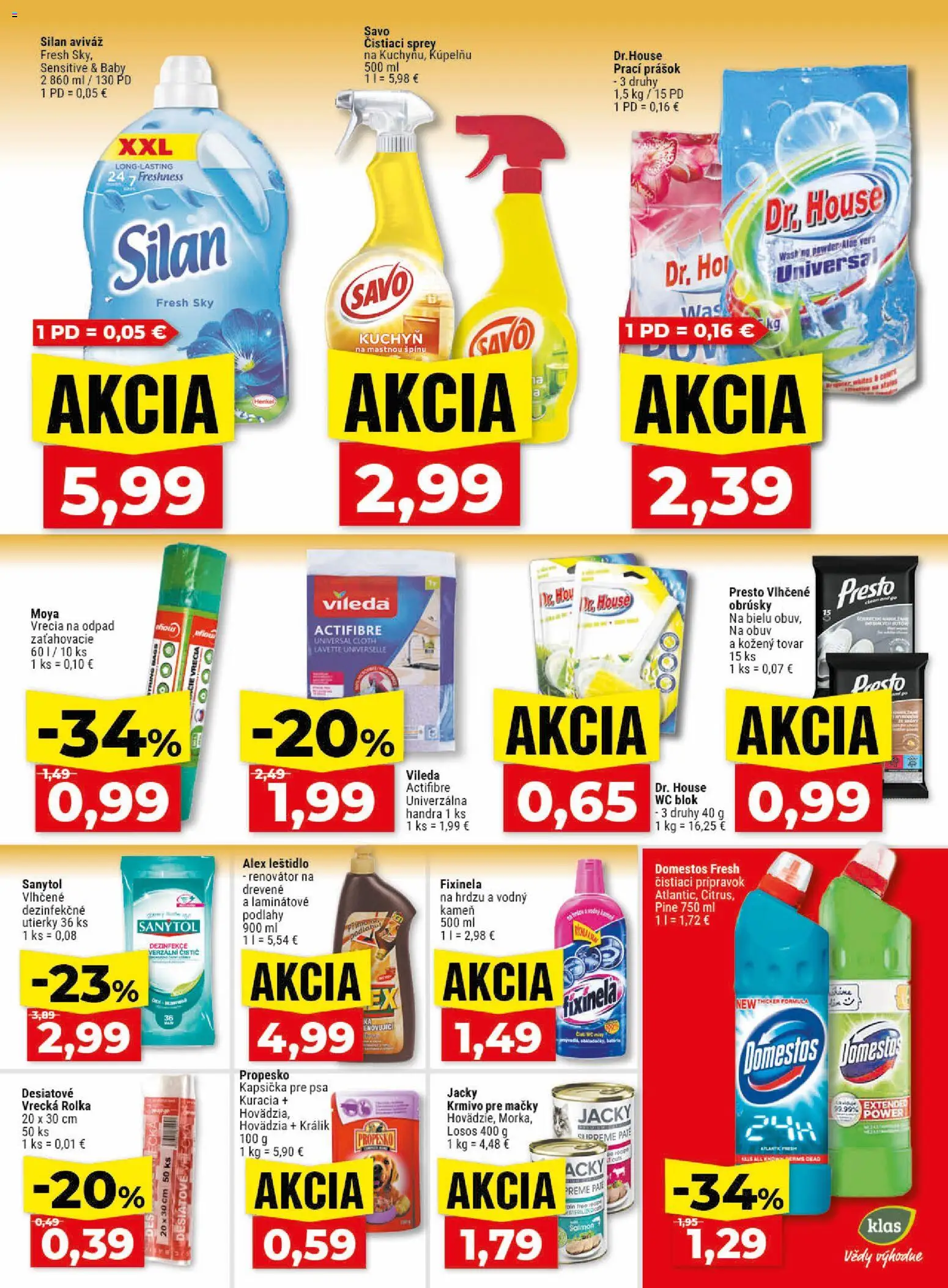Nové Klas akcie – leták je platný od 25.05.2026 | Strana: 26 | Produkty: Wc, Sanytol, Savo, Losos