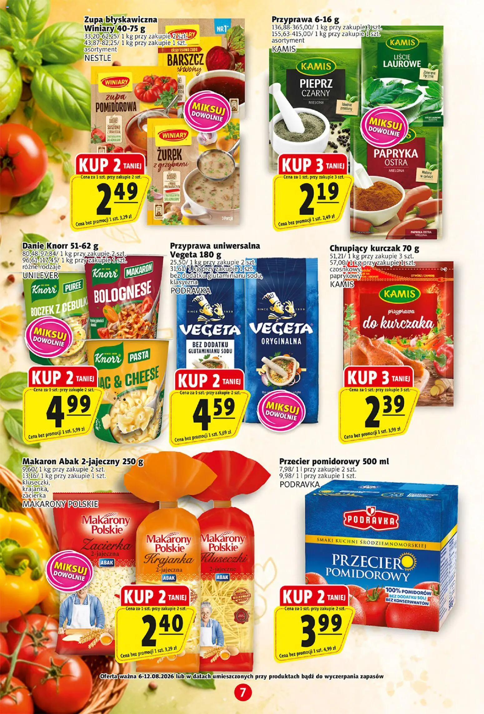 Prim Market gazetka od 06.08.2026 | Strona: 7 | Produkty: Przecier pomidorowy, Papryka, Boczek, Zupa