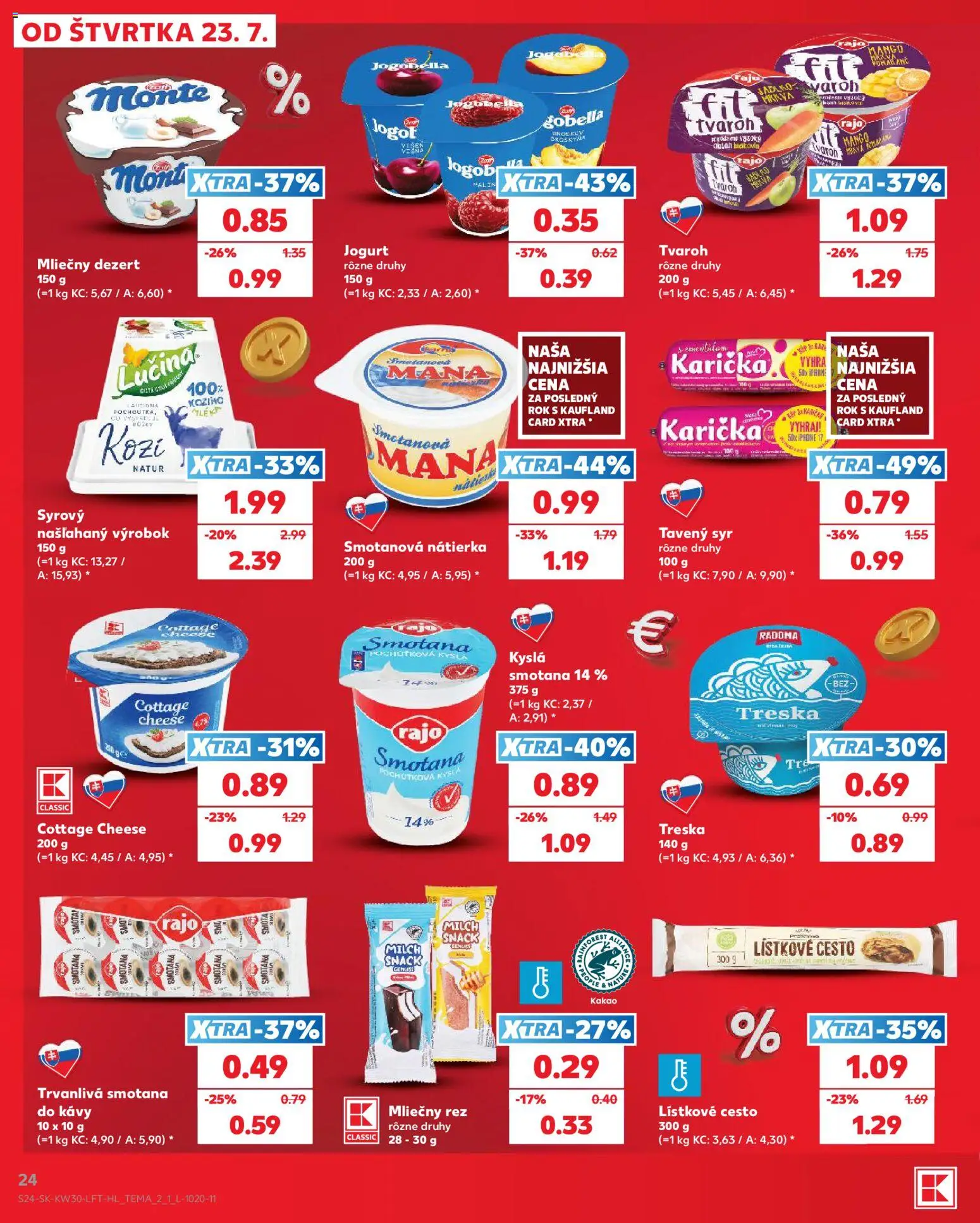 Nové Kaufland akcie – leták je platný od 23.07.2026 | Strana: 24 | Produkty: Jogurt, Smotana, Mango, Kakao