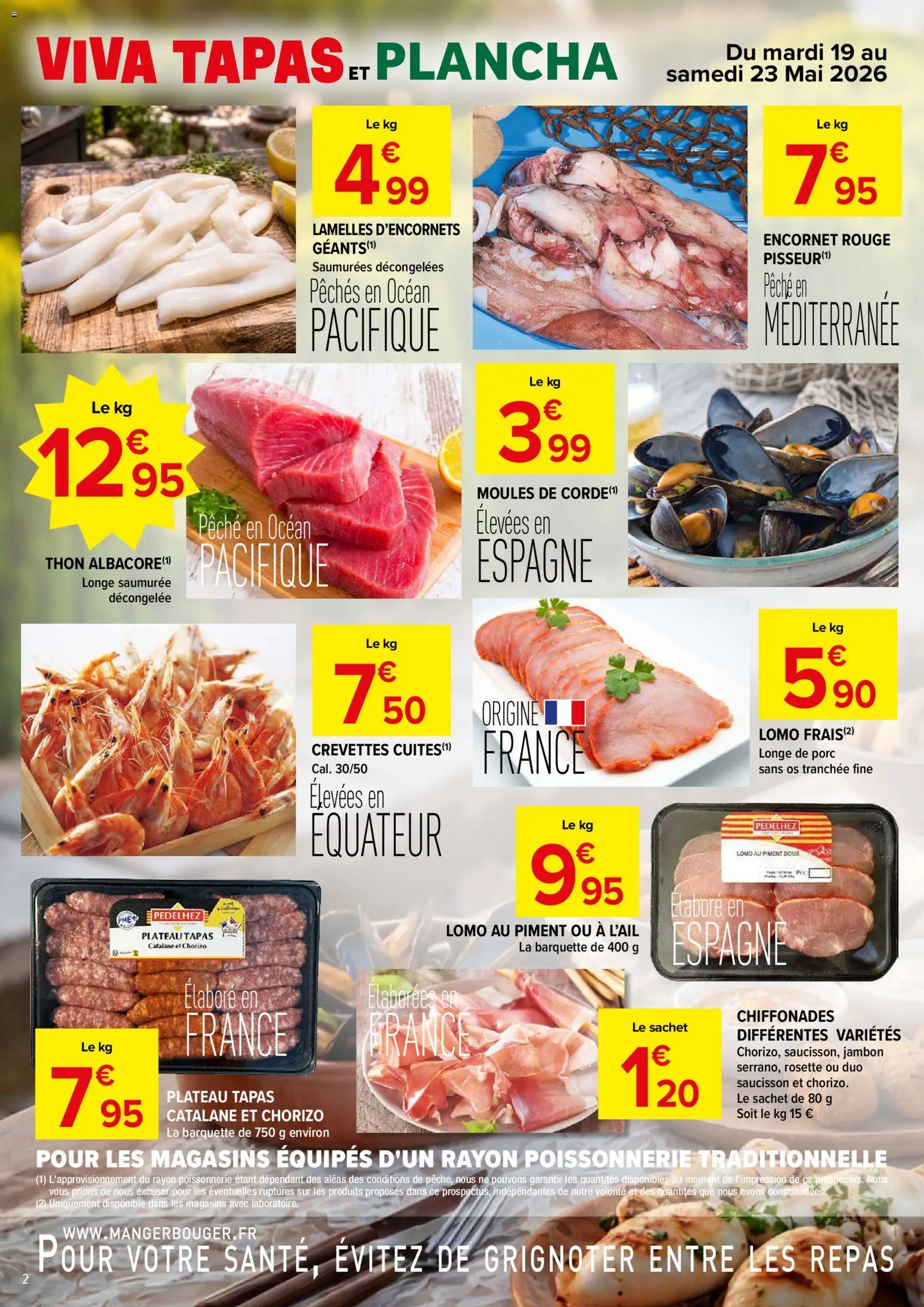 {H1} | Page: 2 | Produits: Chorizo, Saucisson, Crevettes, Thon