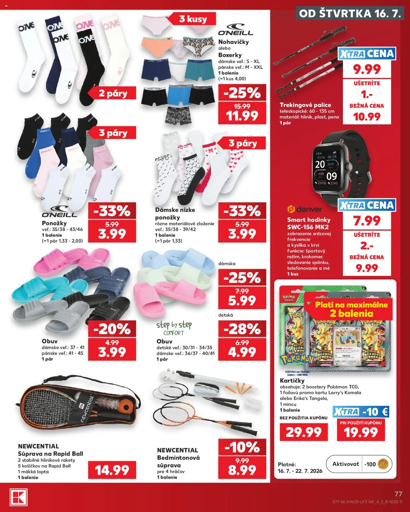 Nové Kaufland akcie – leták je platný od 16.07.2026 | Strana: 77 | Produkty: Smart hodinky, Hodinky, Nohavičky, Pena