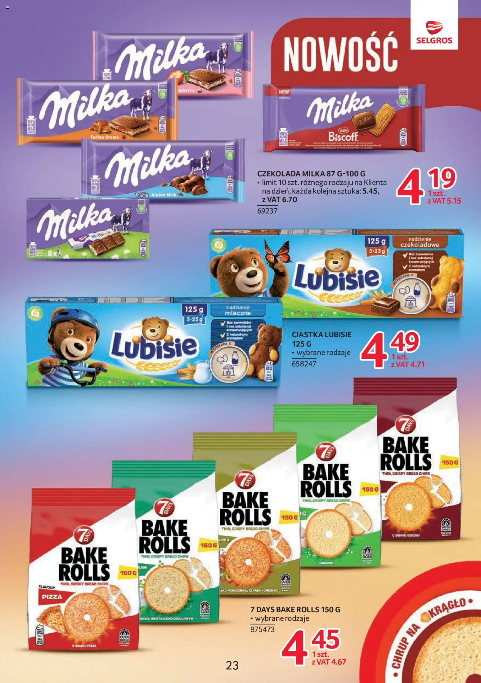 Selgros cash&carry gazetka - Markowe produkty od 27.08.2026 | Strona: 23 | Produkty: Czekolada milka, Czekolada, Pizza, Ciastka